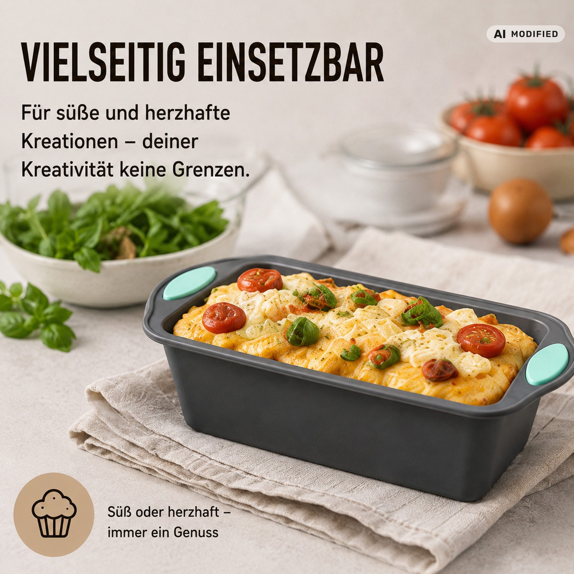 Bestlivings Silikonform für AirFryer, (1-tlg), 20x10x5,5cm, BPA-frei - wiederverwendbar, lebensmittelecht bis 230°C – Bild 3 von 5