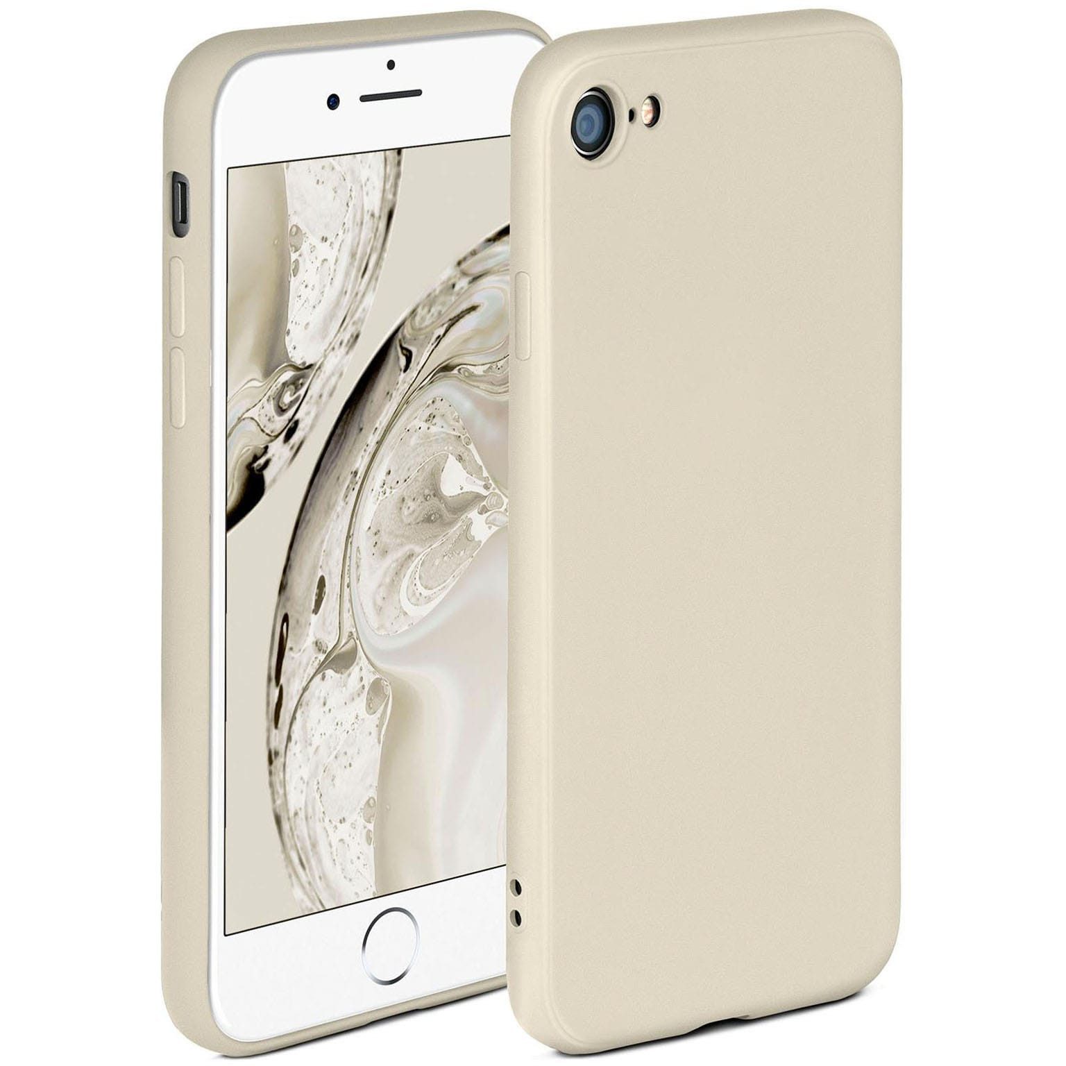 ONEFLOW Handyhülle für iPhone 8 Hülle Silikon Soft Case Creme Beige 4,7 Zoll, Silikonhülle Cover Dünn Handytasche TPU Schutzhülle mit Kameraschutz