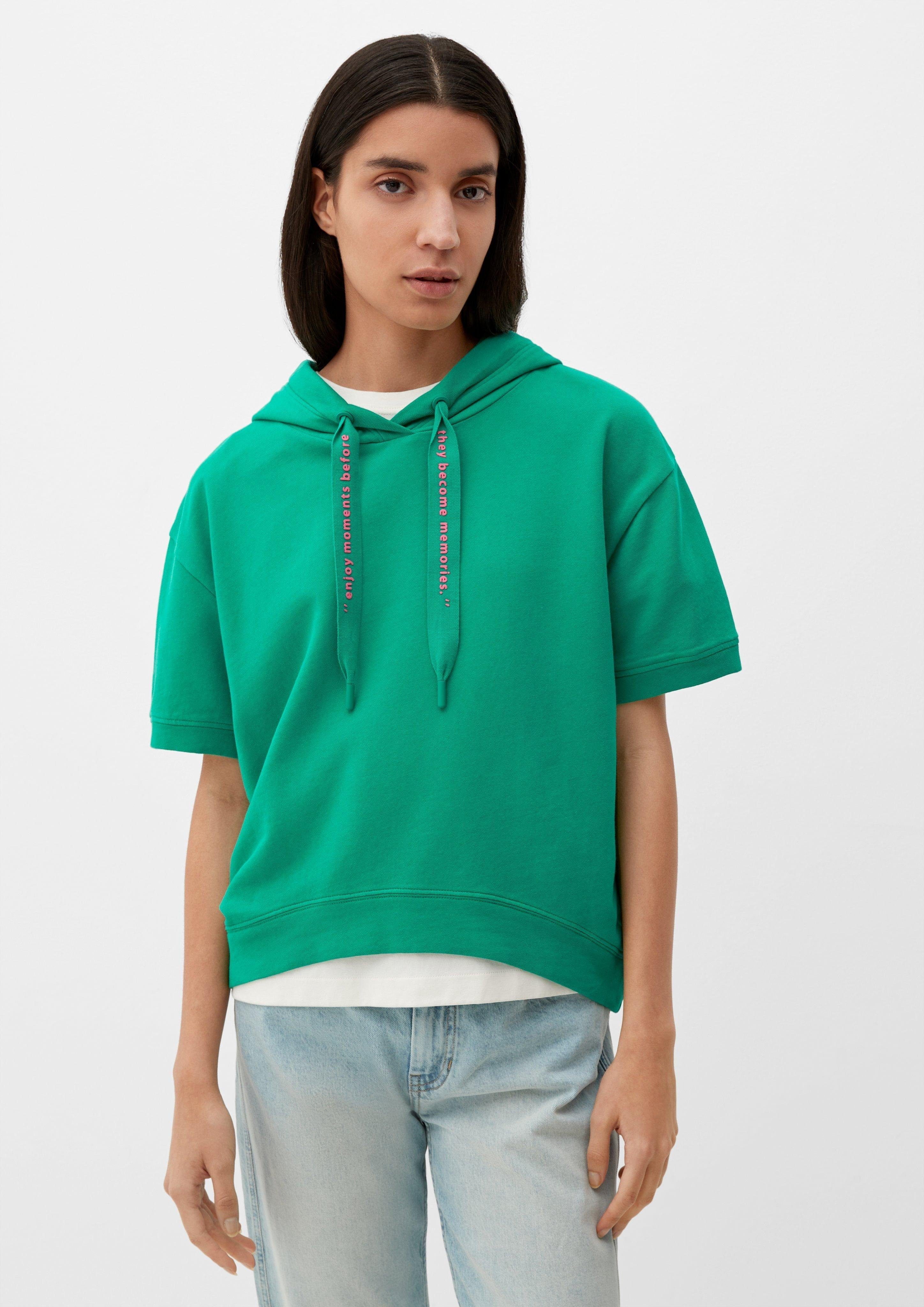 s.Oliver Kurzarmshirt Kapuzensweatshirt mit kurzem Ärmel smaragd