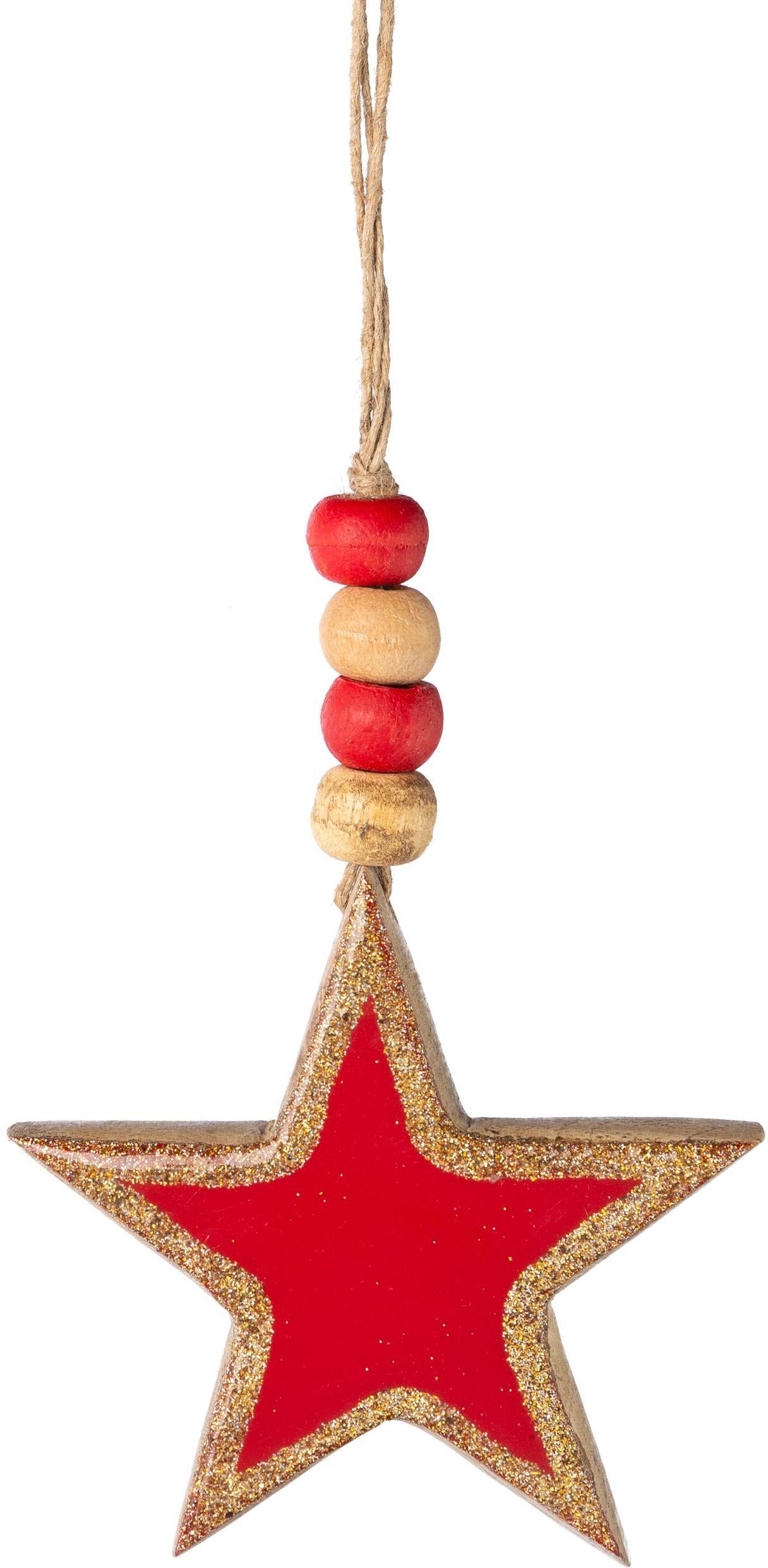 Christbaumschmuck, mit Creativ 6 St., Weihnachtsdeko rot, Dekostern deco Weihnachtsstern, Metallic-Kante