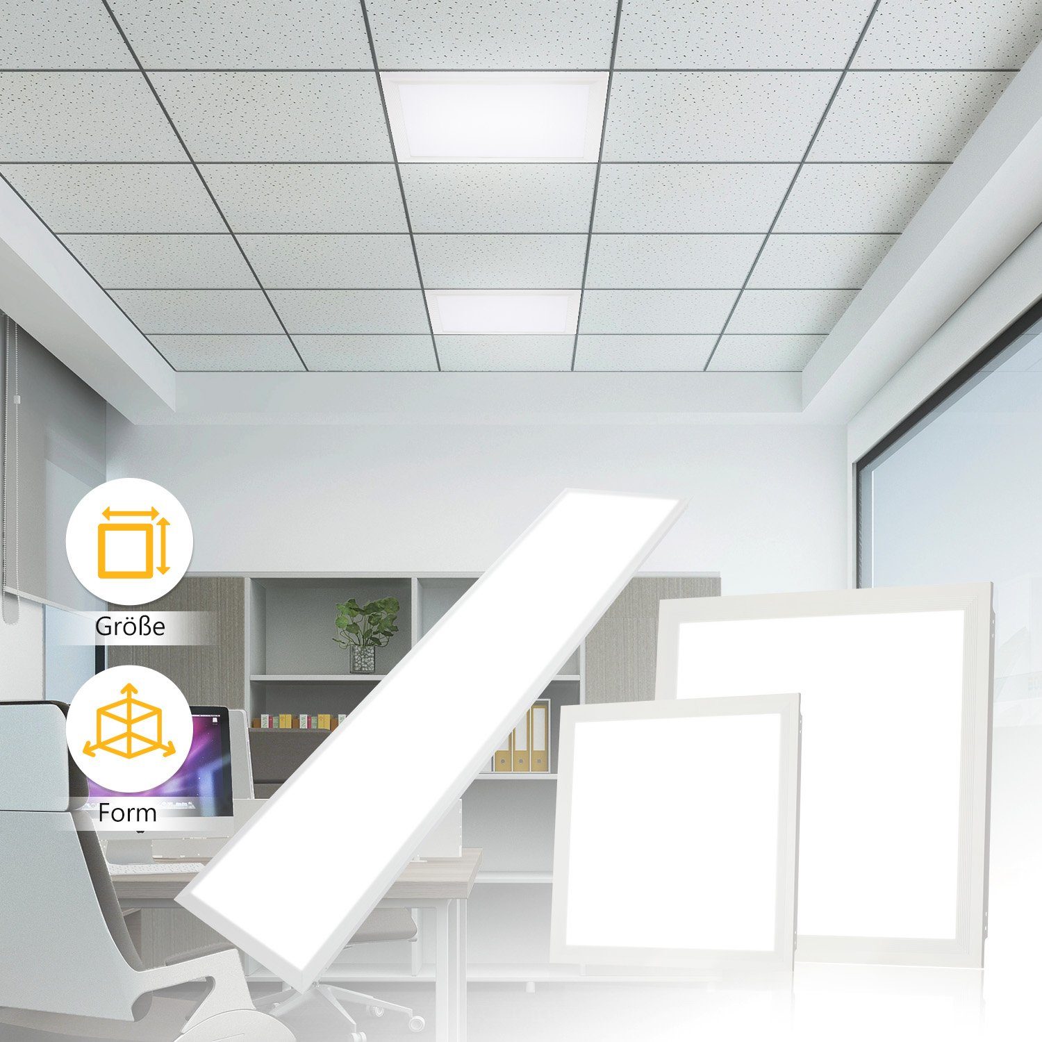 LETGOSPT LED Panel Ultra Wohnzimmer-lampe, für Einbauleuchte 30/60/120 Kaltweiß, Flur LED integriert, 60W Deckenleuchte-Panel, fest cm, LED dünn Panel Büro Fabrik LED Kaltweiß, Klassenzimmer Deckenlampe