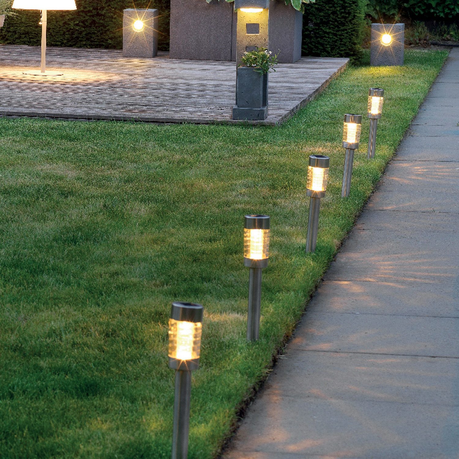 MARELIDA LED Solarleuchte LED Solar Wegleuchten Erdspieß Solarleuchten für Garten Balkon 6 Stück, LED Classic, warmweiß (2100K bis 3000K)