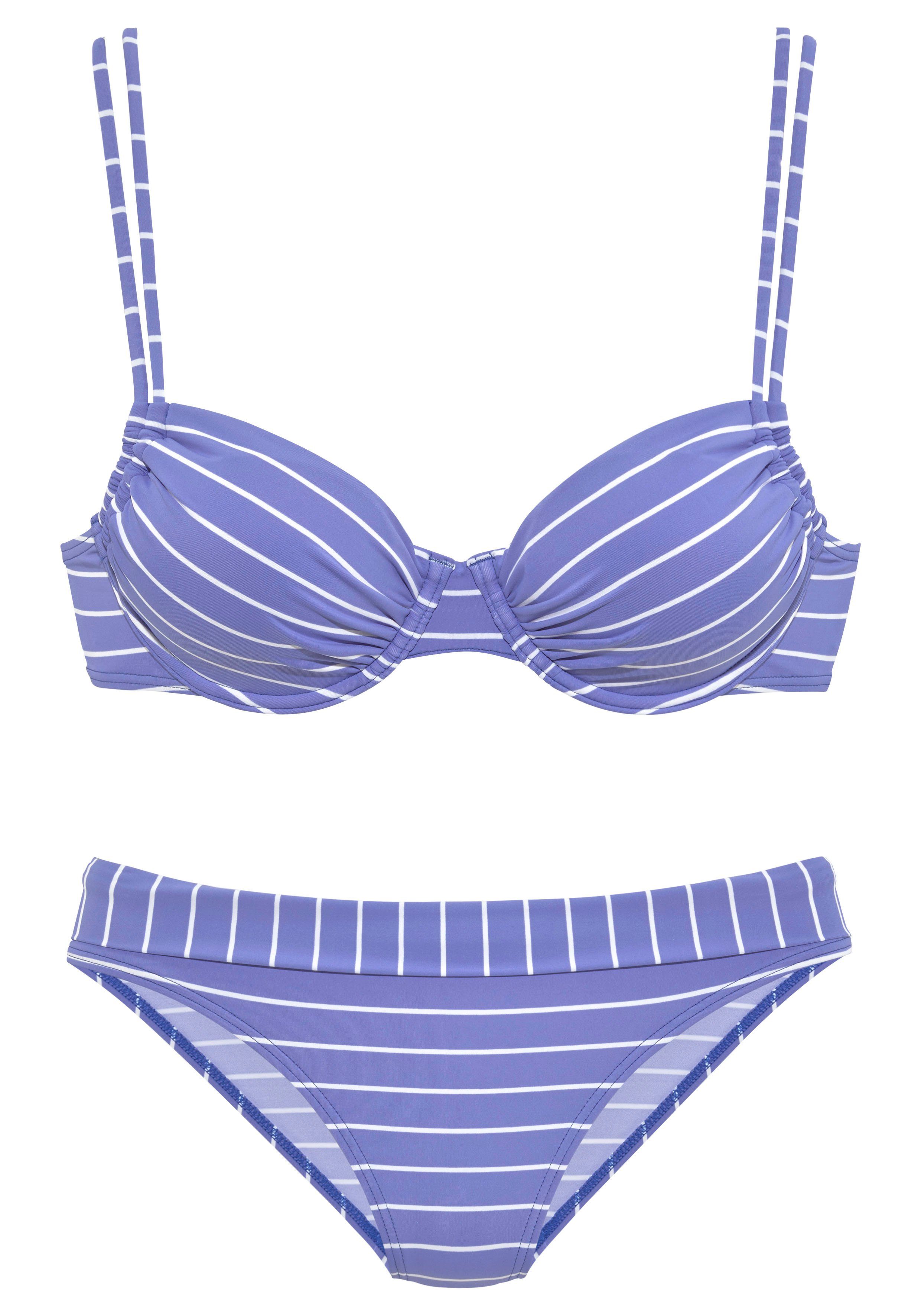 Bügel-Bikini im Vivance Steifen-Design blau-creme