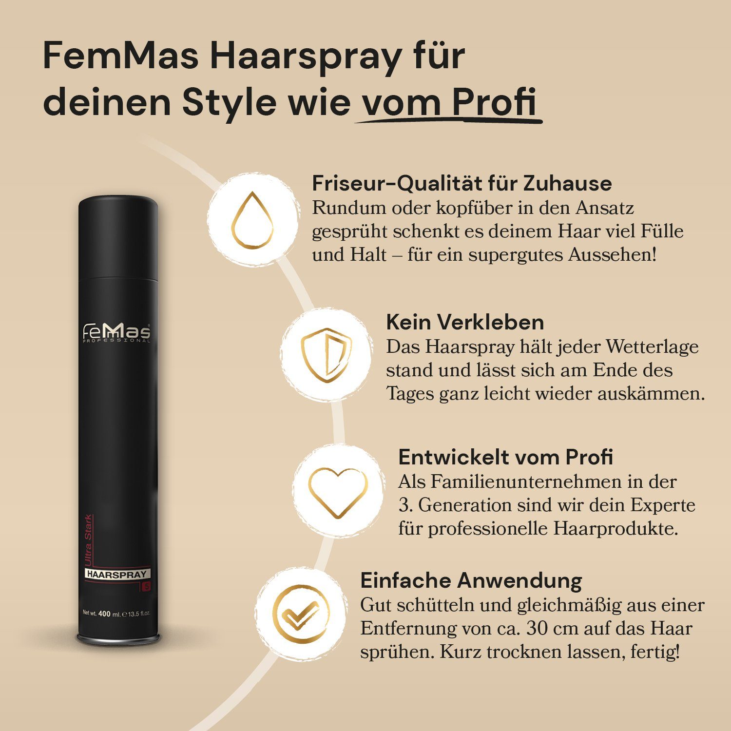 Stark 400ml Femmas Premium Haarspray Ultra Haarspray FemMas