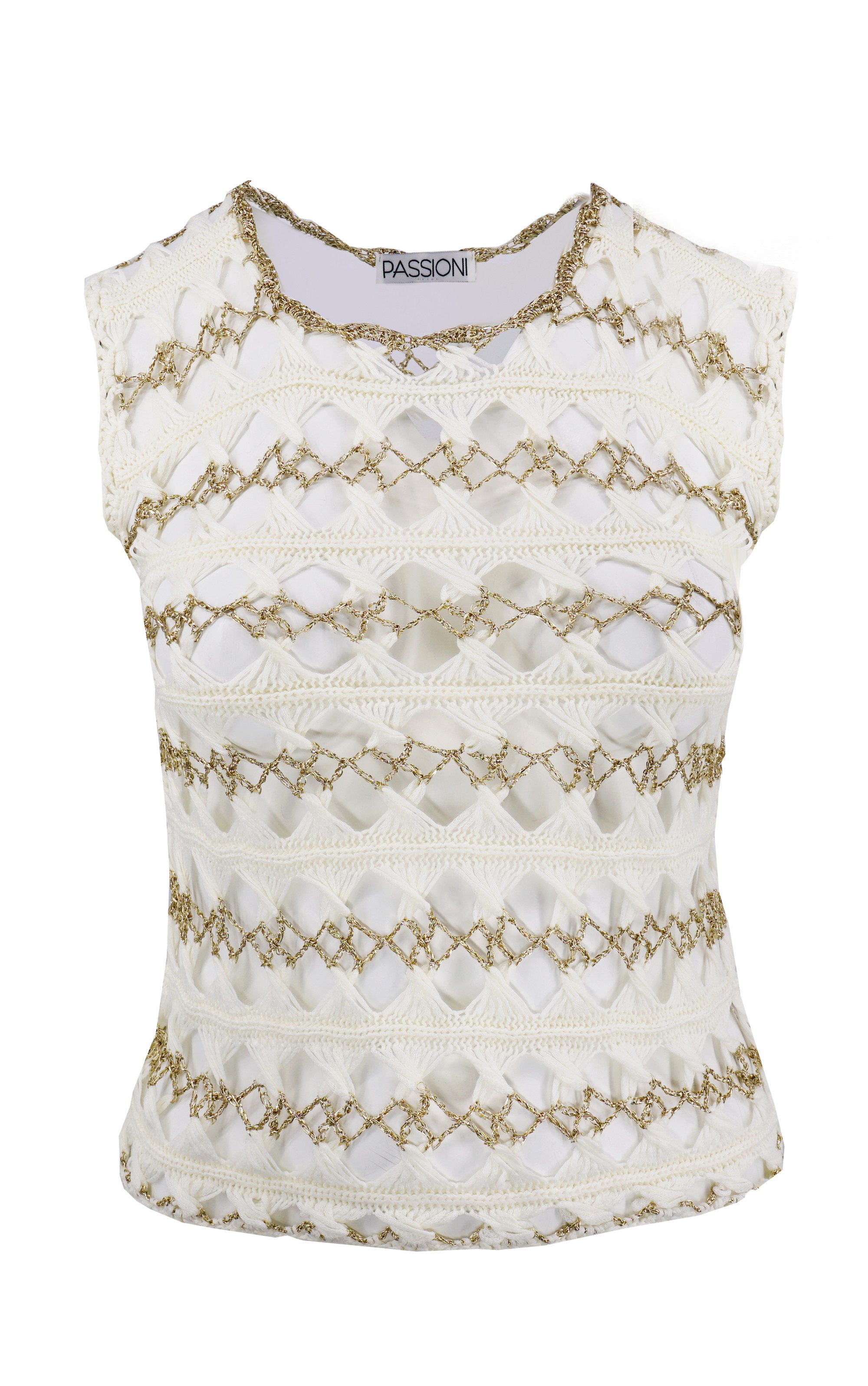 Passioni Strickpullover ärmellos in Weiß und Gold
