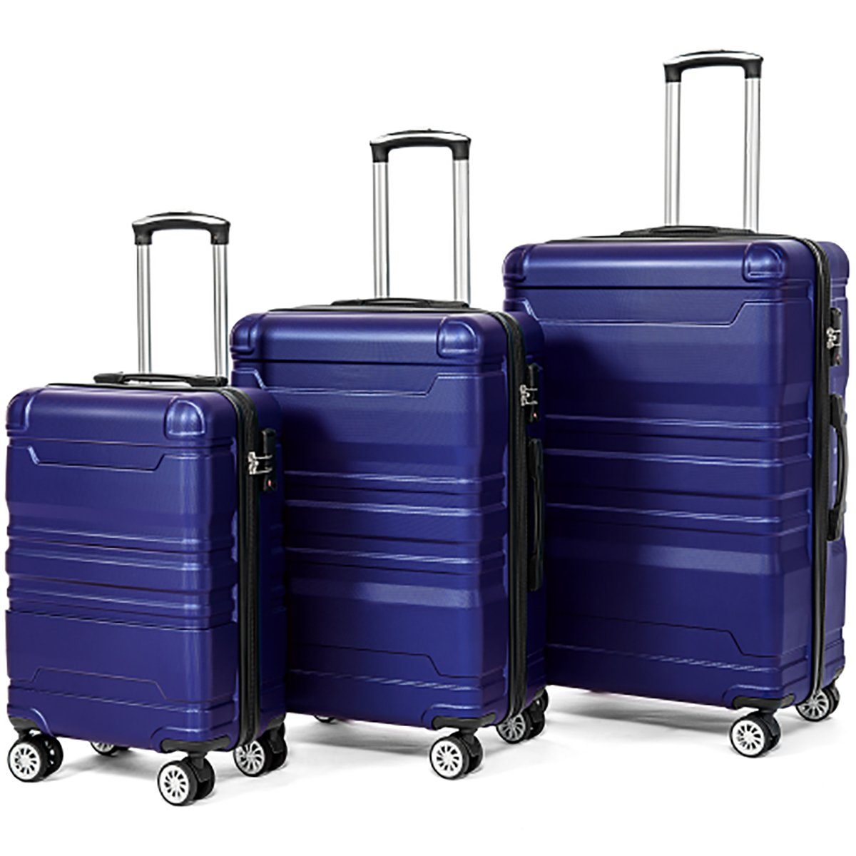 DOTMALL Business-Koffer 3-teiliges Hartschalen-Handgepäck-Set mit TSA-Schloss und Universalrad Schwarz