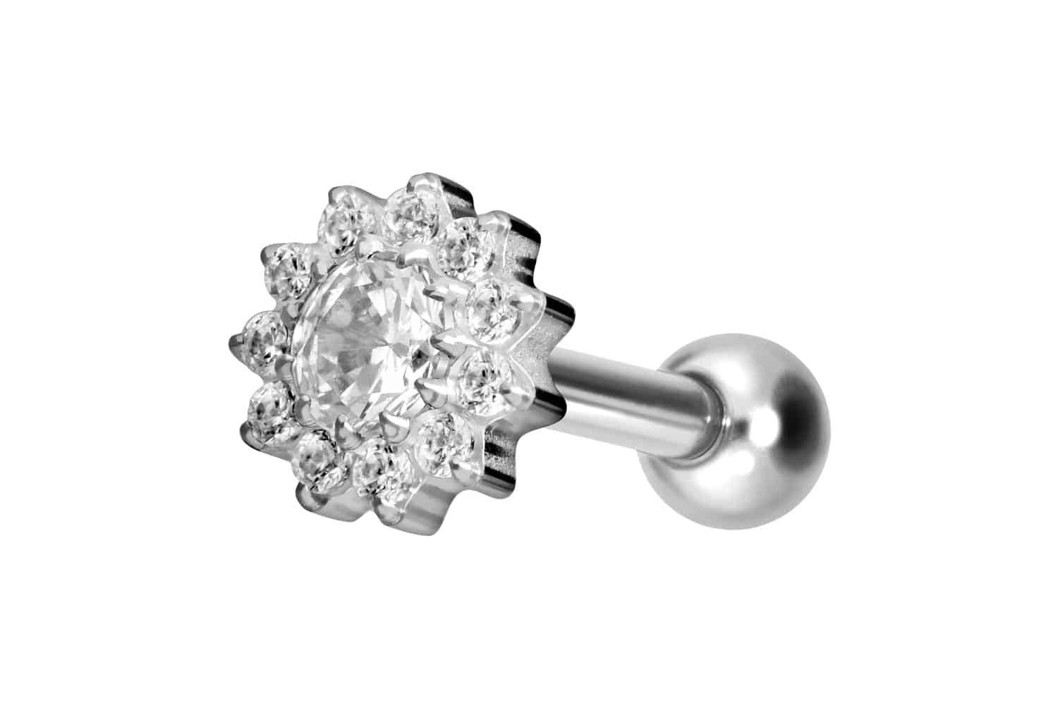 Piercing-Set Titan Ohrpiercing mit Innengewinde KRISTALLBLUME