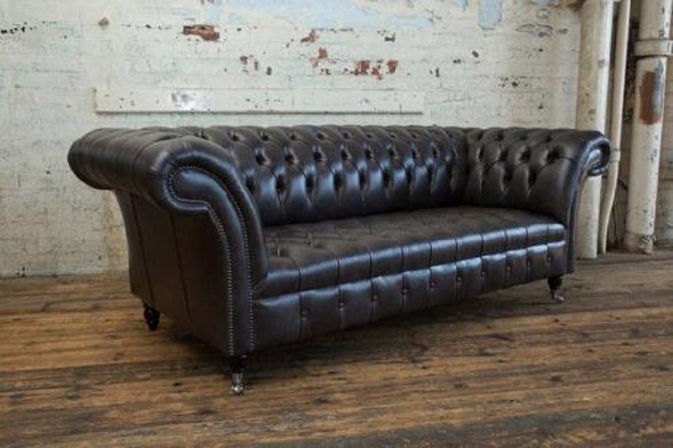 JVmoebel 3-Sitzer Chesterfield Polster Sofas Design Luxus Sofa 100% Leder Sofort