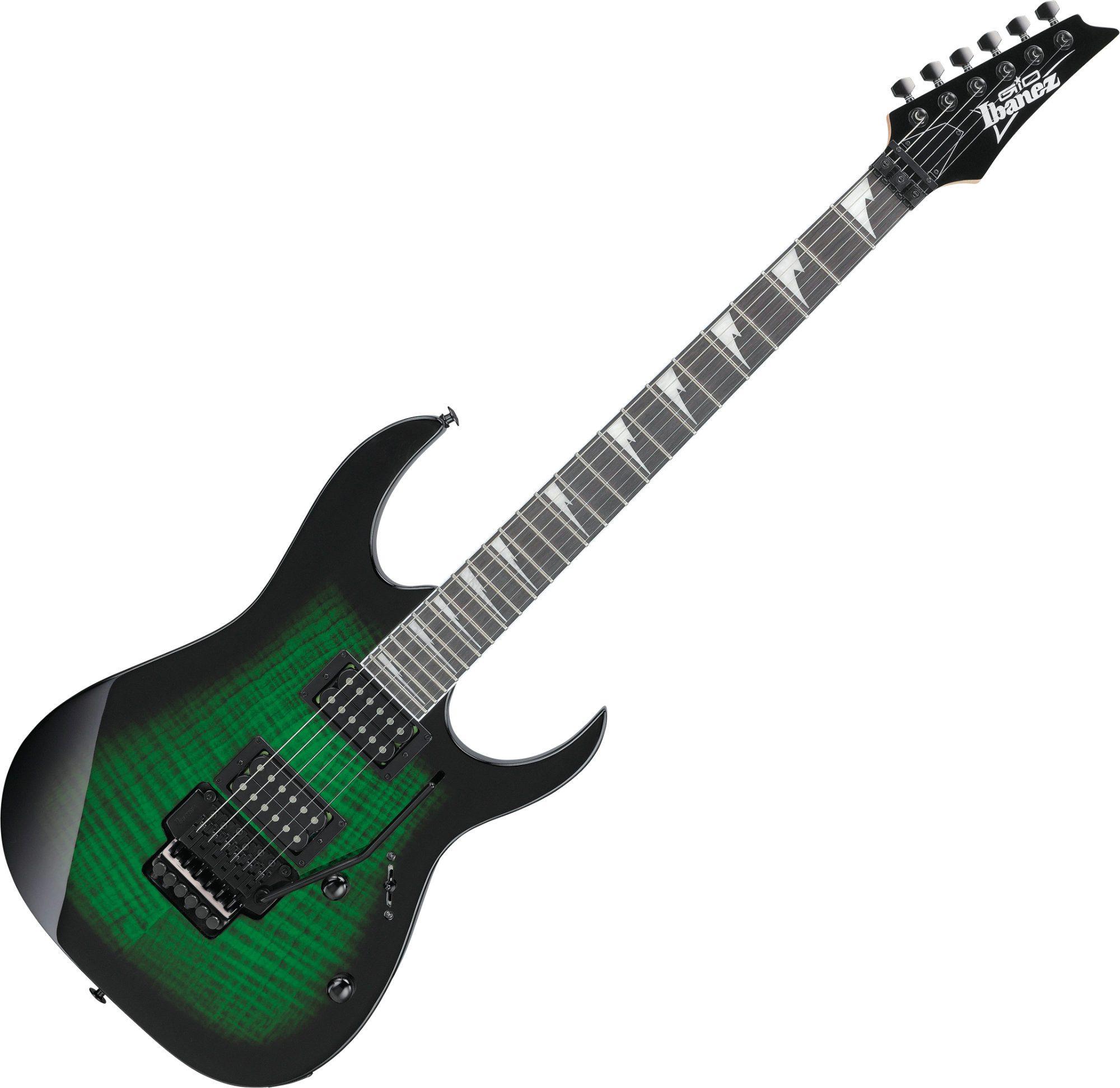 Ibanez E-Gitarre GIO GRG320FA-TEB E-Gitarre Transparent Emerald Burst, ST-Style, E-Gitarre für Einsteiger mit zwei Humbucker-Tonabnehmern und Tremolo