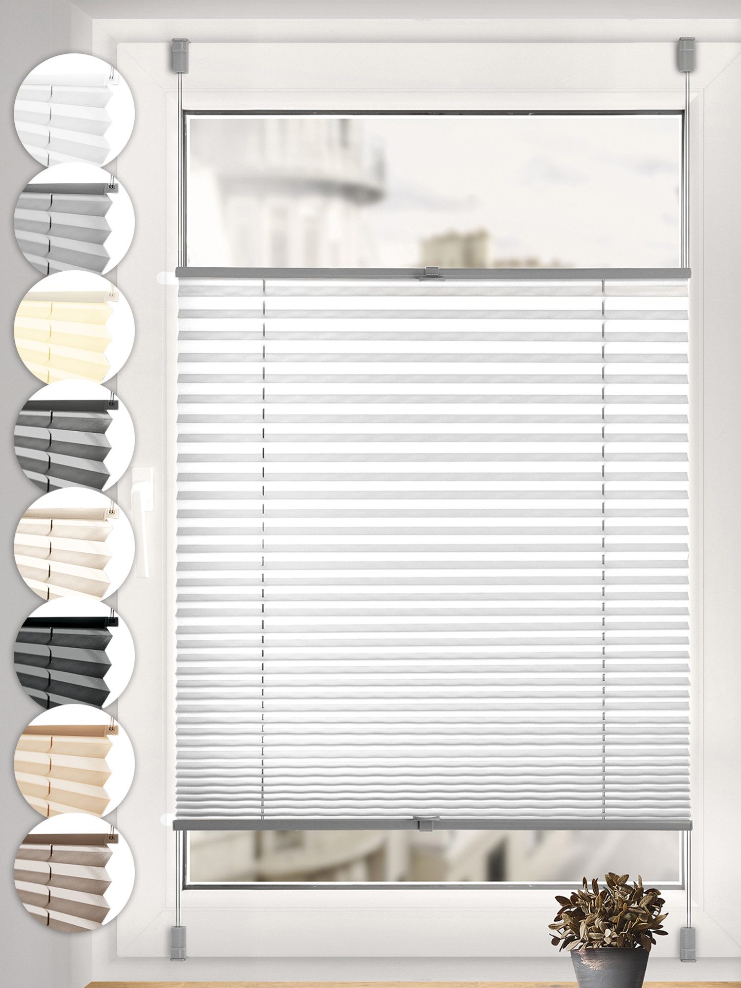 Sonello Plissee ohne Bohren Rollo Klemmfix für Fenster & Tür Lichtschutz, blickdicht, ohne Bohren, verspannt, Klemmfix, 25cm x 100cm Grau Faltrollo, Easyfix, Sonnenschutzrollo, Jalousie