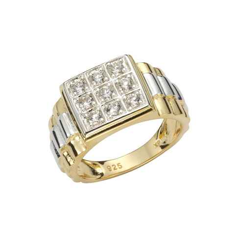 Firetti Fingerring Schmuck Geschenk Silber 925 Herrenring Silberring Siegelring Pavé, mit Zirkonia (synth)