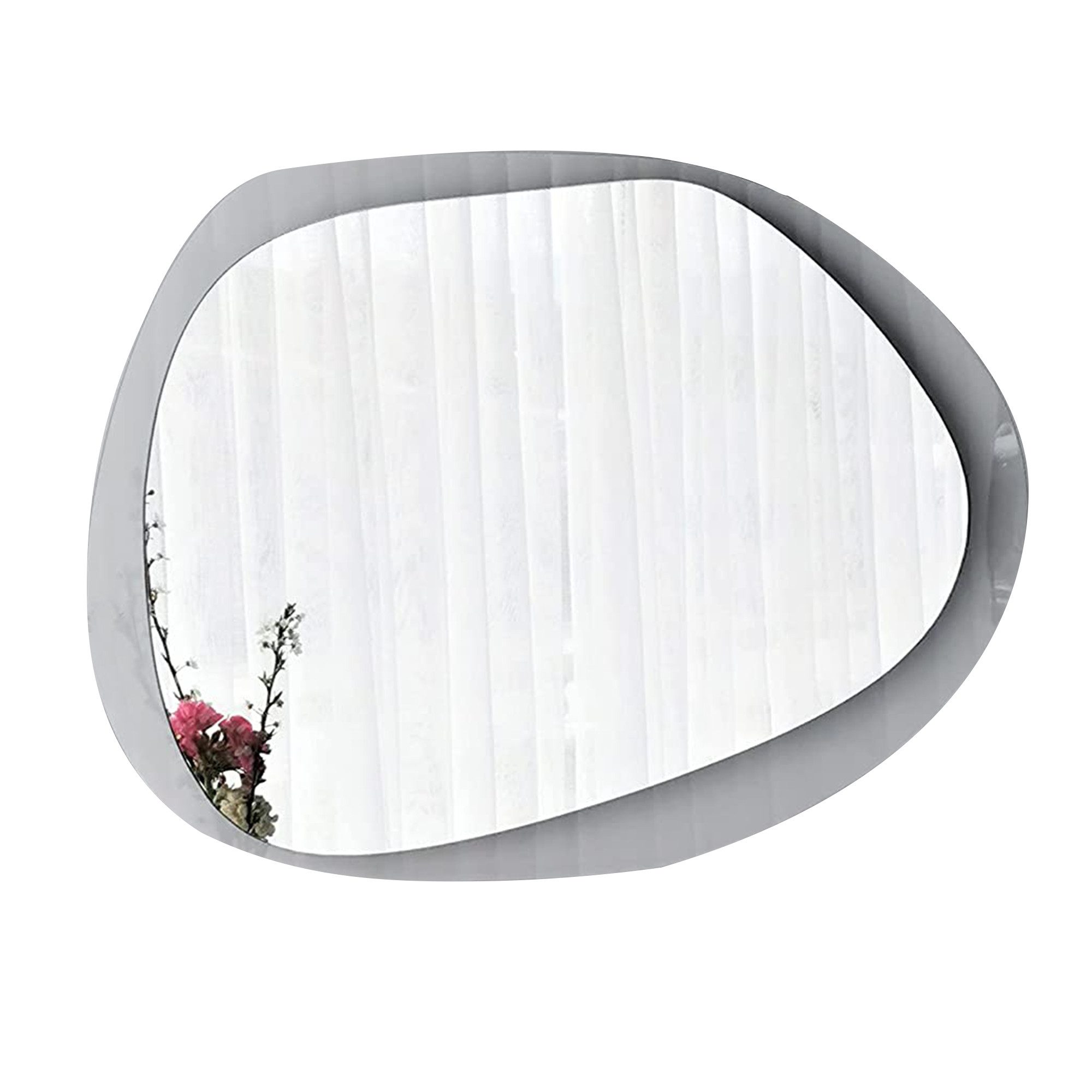 Gozos Spiegel Wandspiegel mit hölzerner Unterseite l Asymmetrischer Spiegel (75 x 55 cm), Mirror Spiegel gerahmt zum Aufhängen