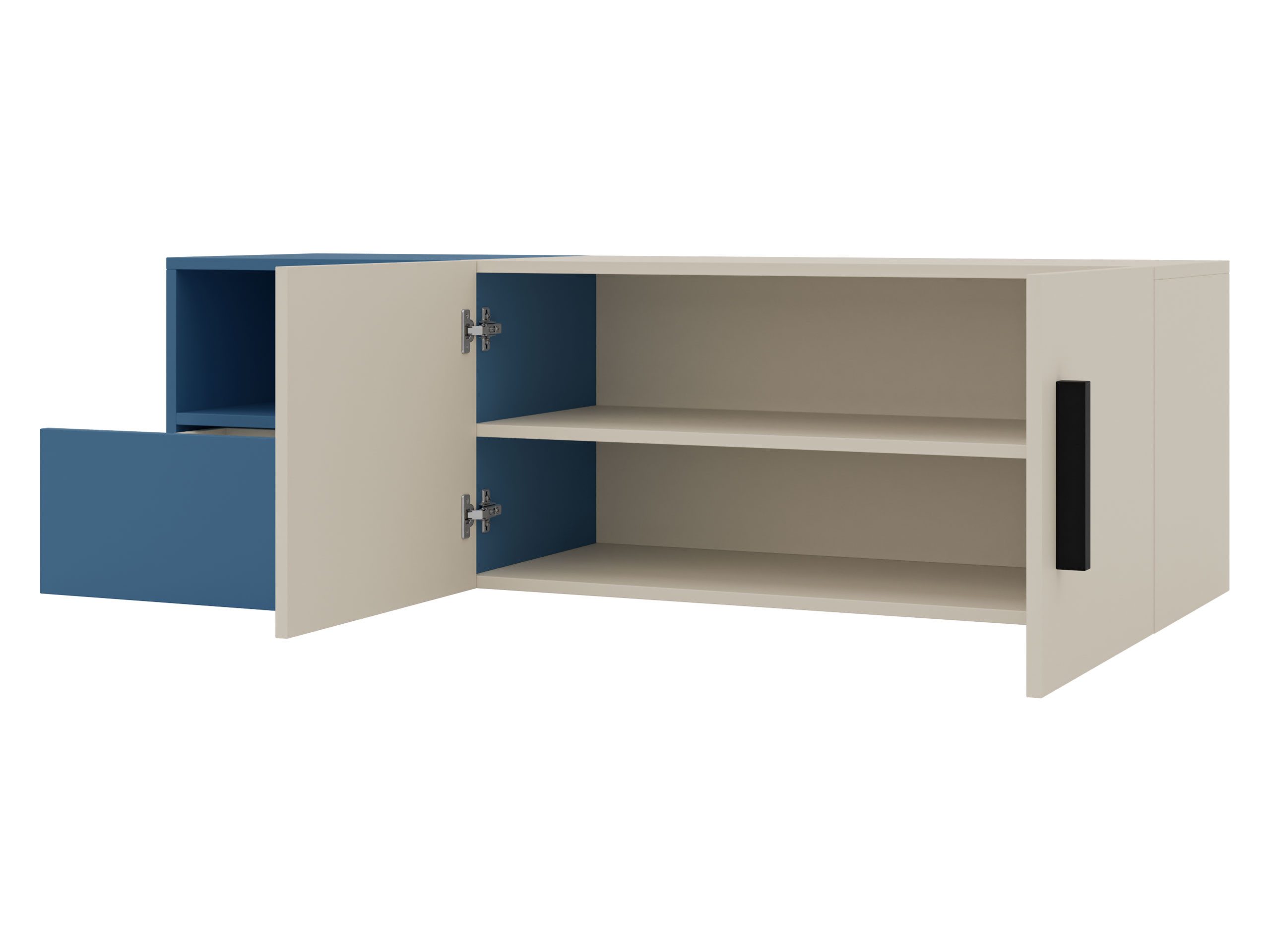 MIRJAN24 TV-Schrank Lorin 2D1S LO09 (mit zwei Drehtüren und Schublade) Topfscharniere mit gedämpftem Schließsystem, 136x40x42 cm