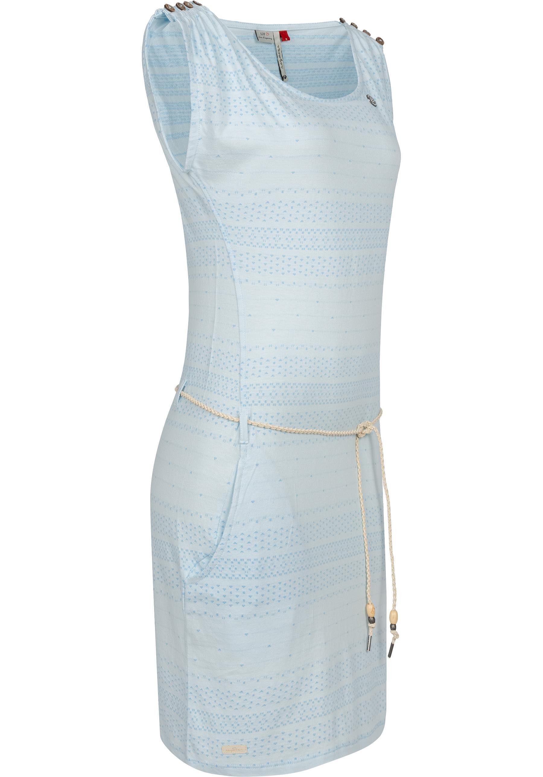 babyblau stylisches Ragwear Shirtkleid Chego mit Bindeband Sommerkleid