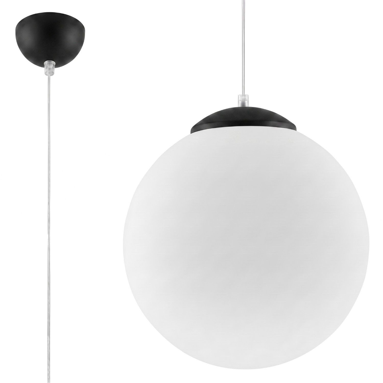 Licht-Erlebnisse Pendelleuchte BIANCO, ohne Leuchtmittel, Glas Metall E27 Ø 40 cm H: max. 130 cm Schwarz Weiß Kugel Schirm