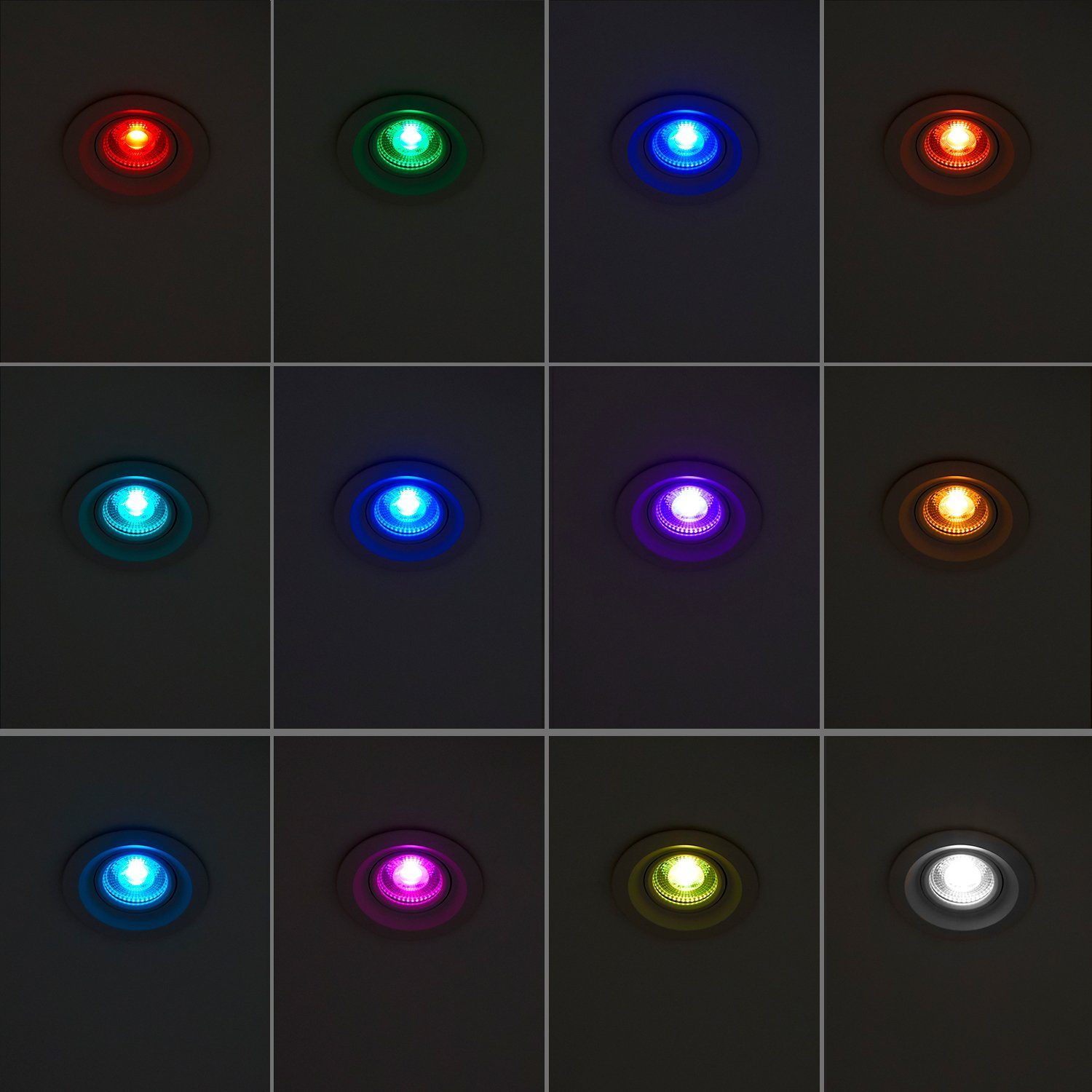LEDANDO LED zweifarbig extra - Einbaustrahler 10er in LED bicolor Set Einbaustrahler flach RGB mi