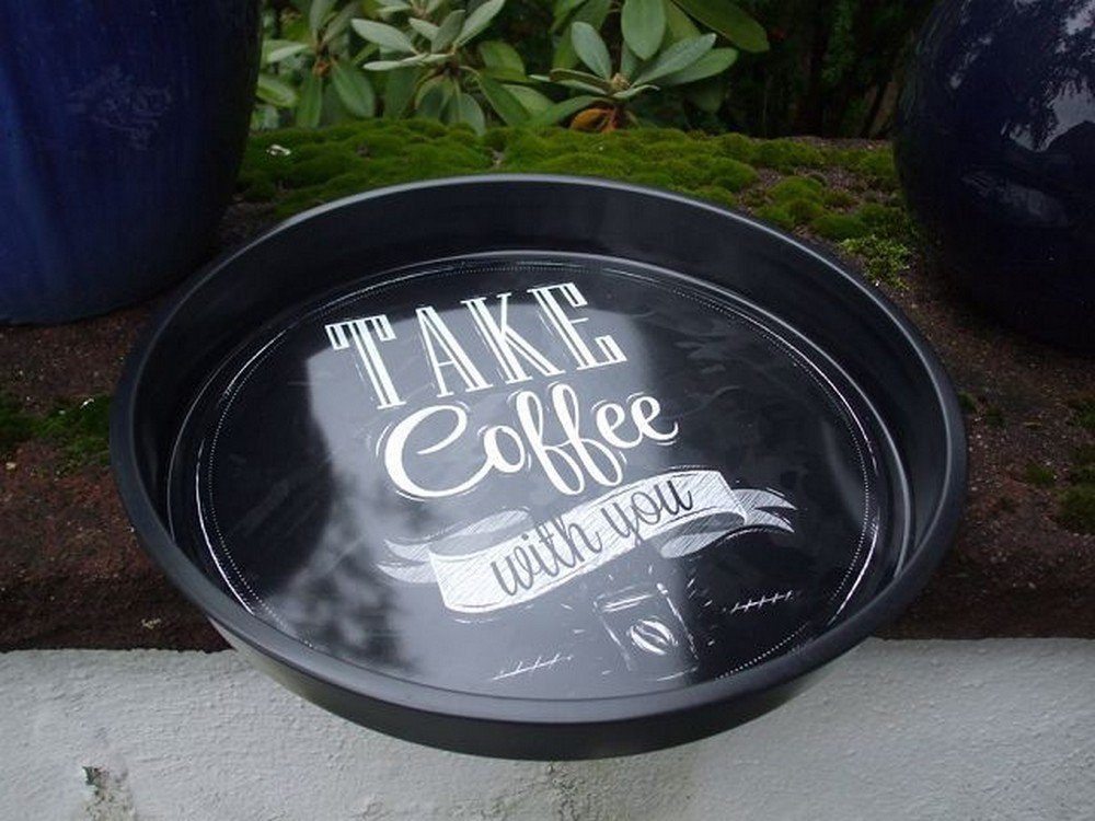 Deko-Impression Dekotablett Tablett Coffee, Metall - Tablett, Take Coffee, Deko-Tablett, Kaffee (1 St)