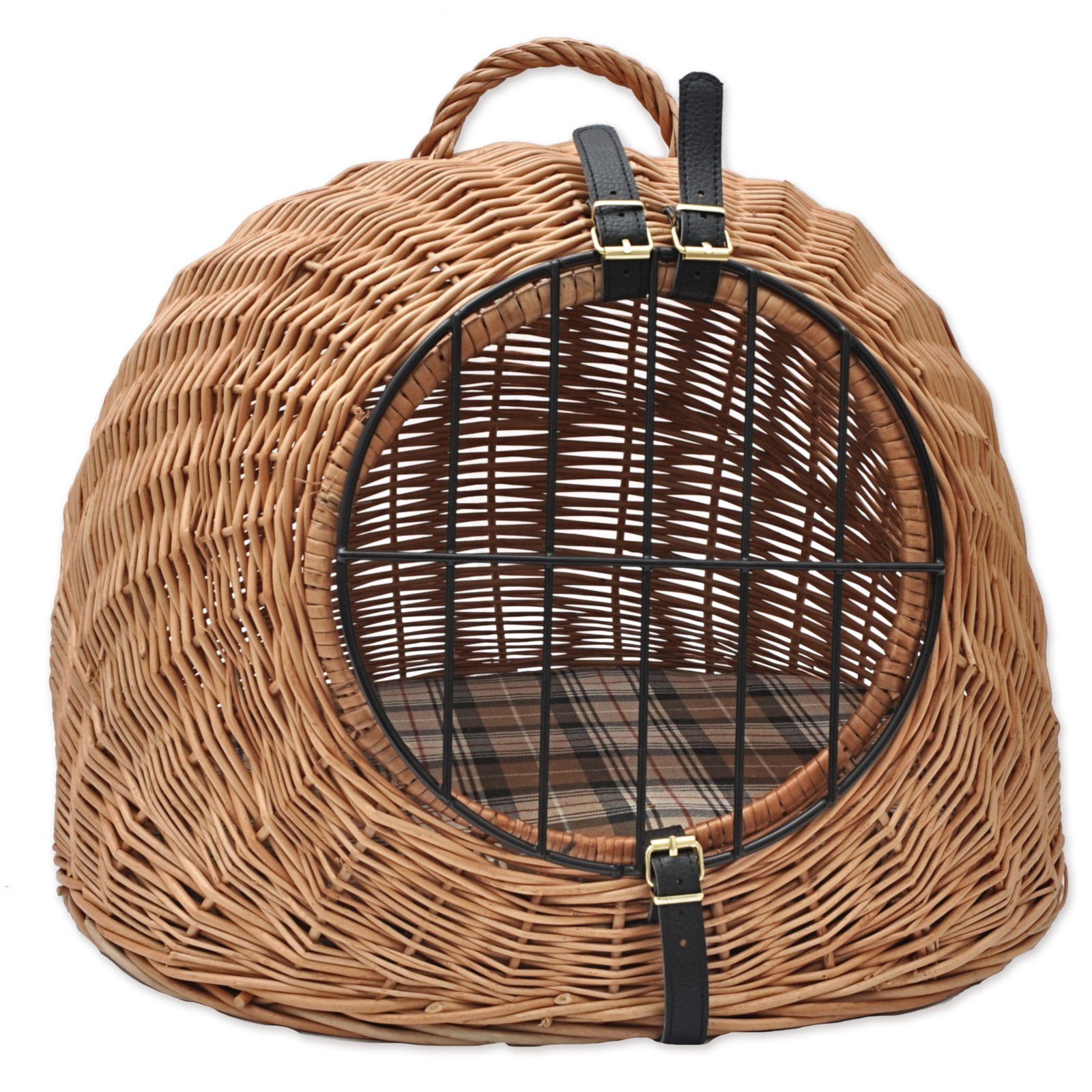 Tierreisekorb Katzenhöhle/Transportkorb aus Vollweide inkl. Liegekissen, 60 cm