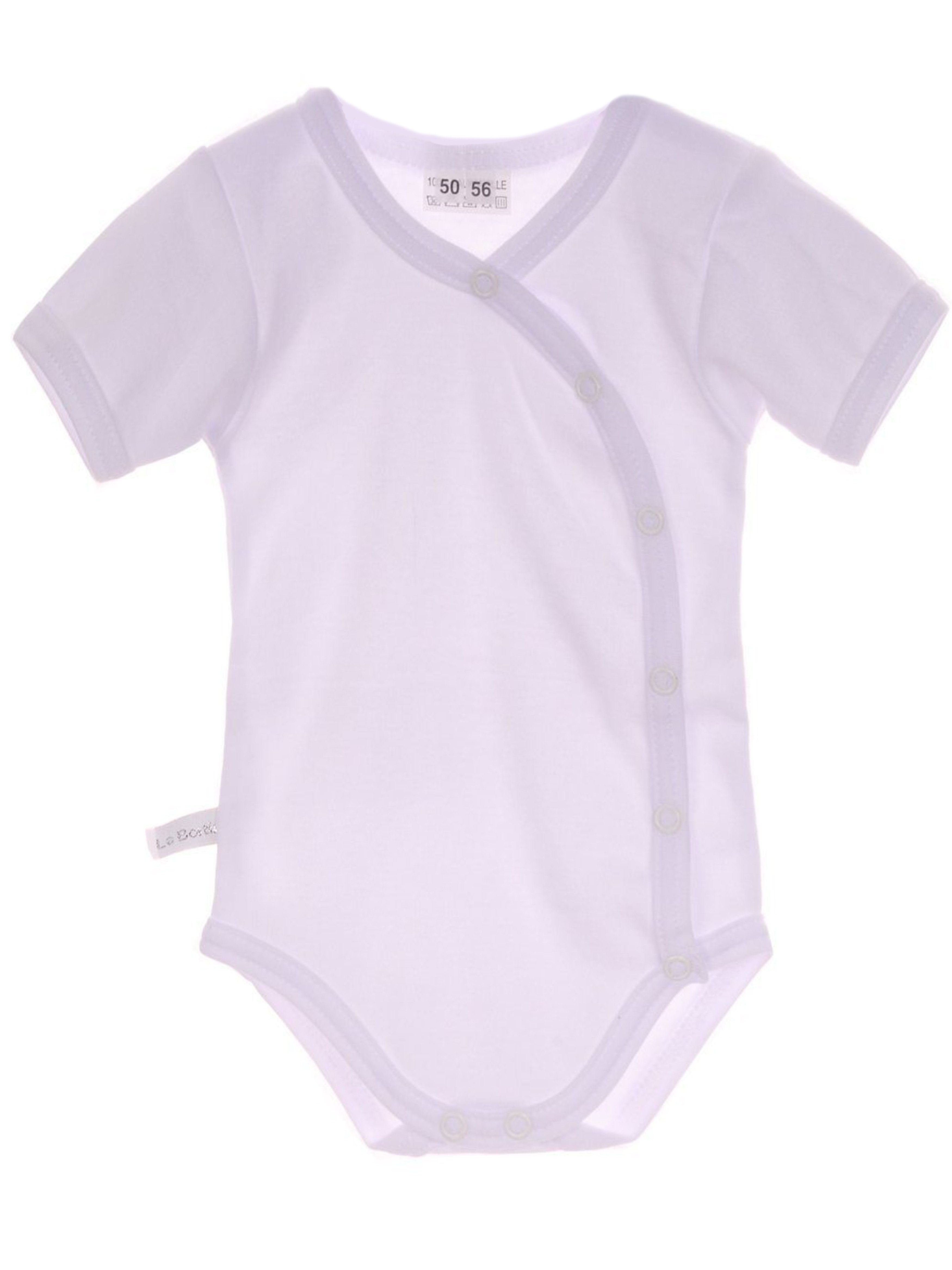 La Bortini Body Body Kurzarmbody Wickelbody in Weiß Erstlingsbody unisex (Body für Neugeborenen Jungen und Mädchen) aus reiner Buamwolle, 44 50 56 62 68 74 80 86 92 98 104