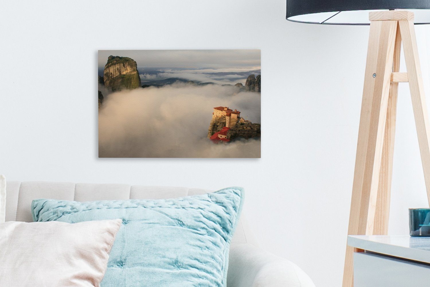 cm Aufhängefertig, Wolkenvorhang, einem Wandbild Die St), (1 Leinwandbilder, Leinwandbild OneMillionCanvasses® in Wanddeko, Meteora-Klöster 30x20