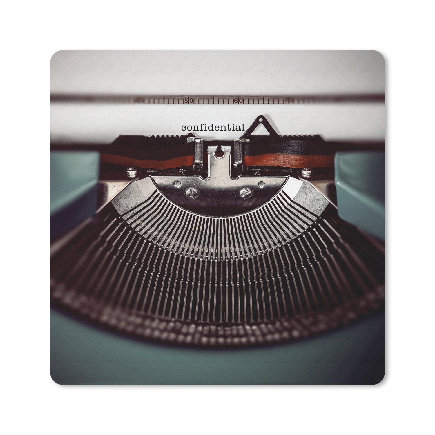 MuchoWow Mauspad Schreibmaschine - Retro - Briefe (1-St), Mousepad, Schreibtisch Zubehör, Deko, 20x20 cm