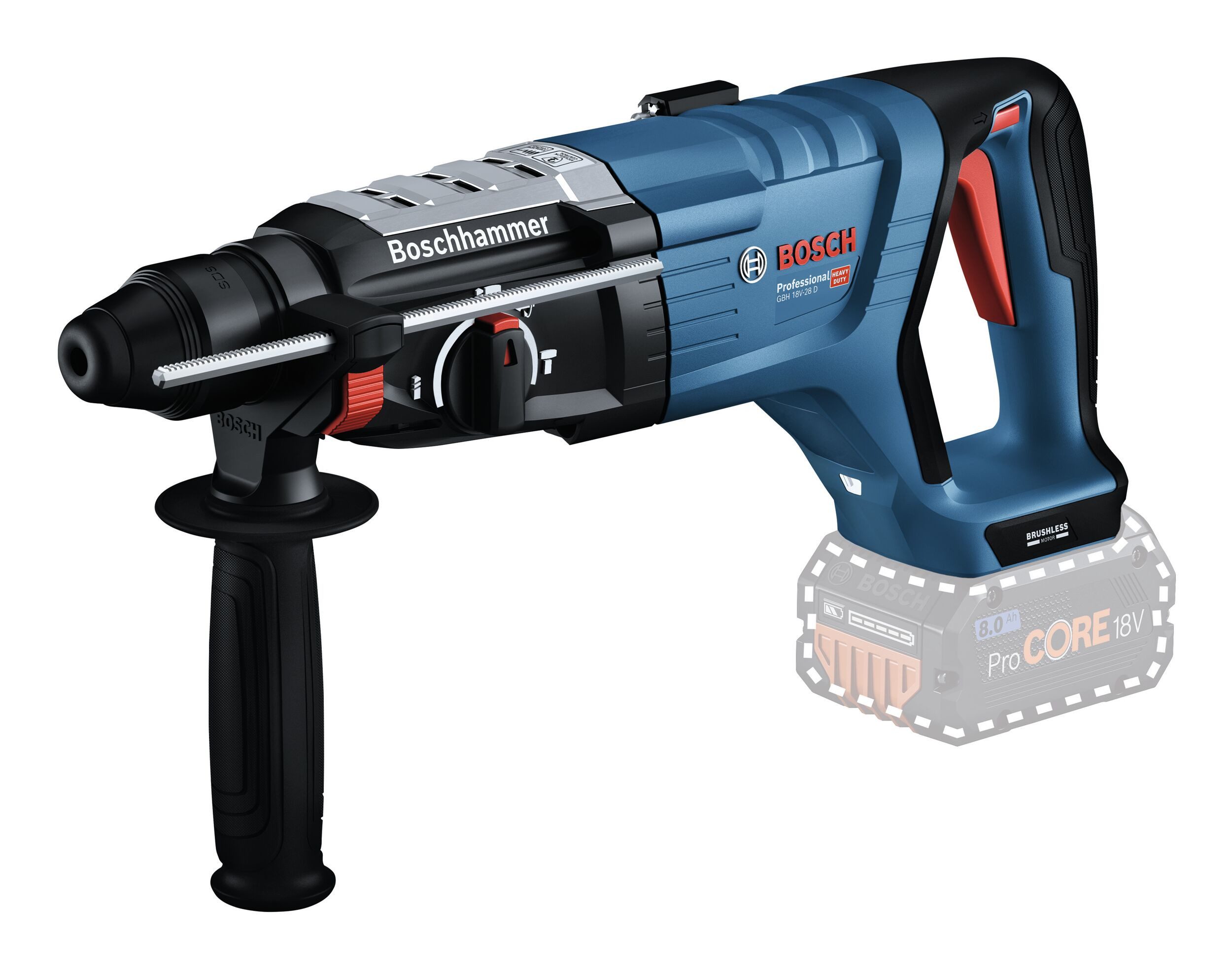 BOSCH Akku-Kombibohrhammer GBH 18V-28 D, 18 V, max. 950 U/min, Bohrhammer mit SDS plus Heavy Duty Ohne Akku - im Karton