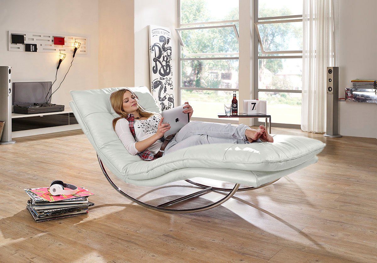 W.SCHILLIG Relaxliege daily dreams, in Waffelkissen-Optik, Schaukelgestell Chrom glänzend, in 2 Breiten