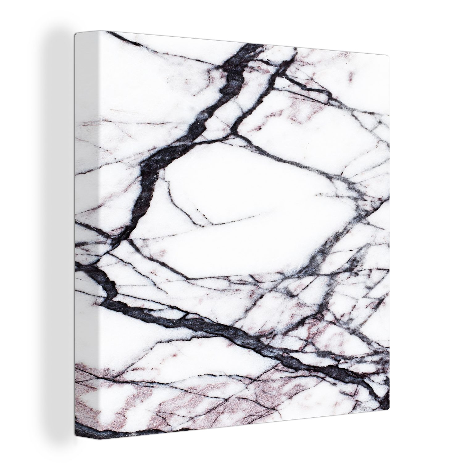OneMillionCanvasses® Leinwandbild Marmor - Weiß - Schwarz, (1 St), Leinwand Bilder für Wohnzimmer Schlafzimmer | Leinwandbilder