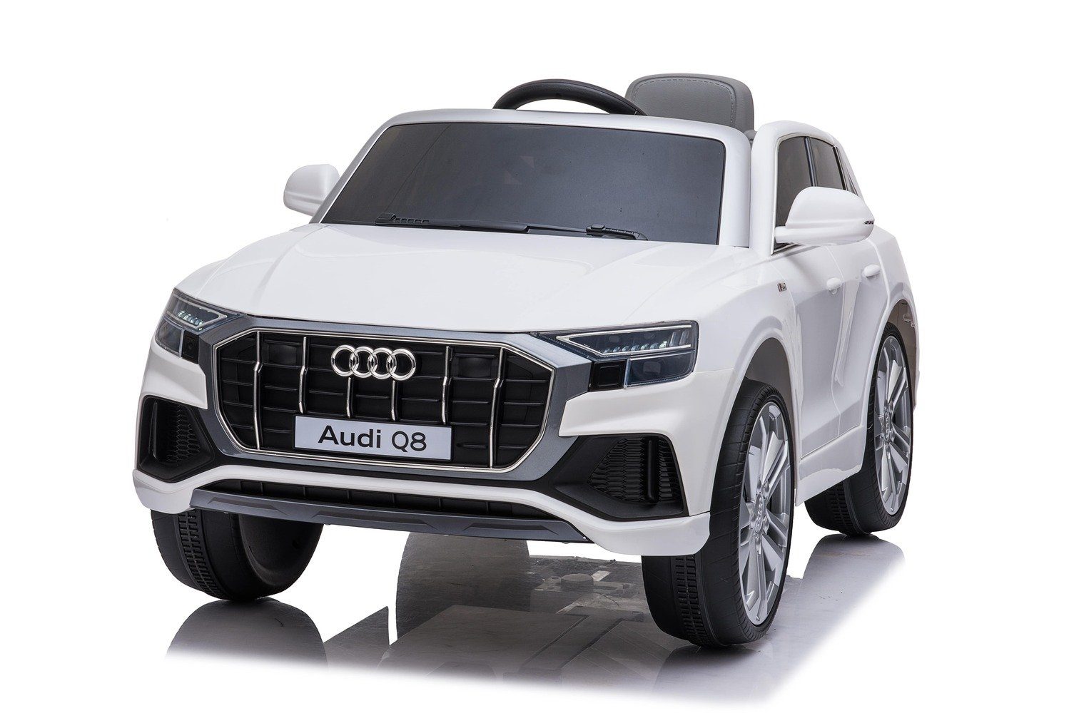 BoGi Elektro-Kinderauto Audi Q8 Kinderfahrzeug Ledersitz EVA-Vollgummireifen 2x35W SUV Weiß