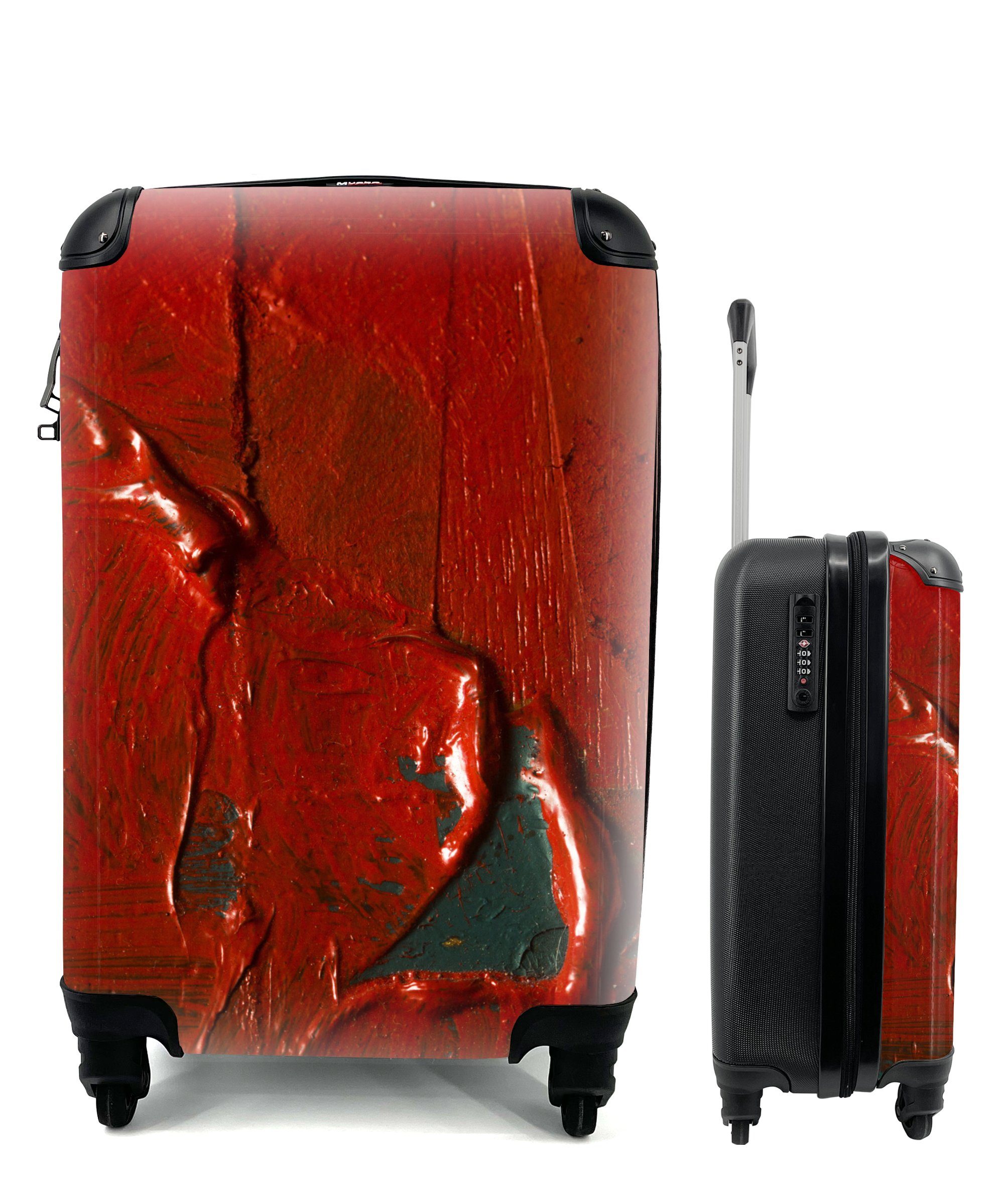 MuchoWow Handgepäckkoffer Mehrfarbig Abstrakt Öl auf Leinwand Hintergrund, 4 Rollen, Reisetasche mit rollen, Handgepäck für Ferien, Trolley, Reisekoffer