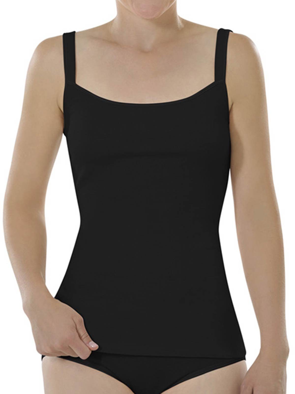 COMAZO Achseltop Damen Träger-Unterhemd (Stück, 1-St) - schwarz
