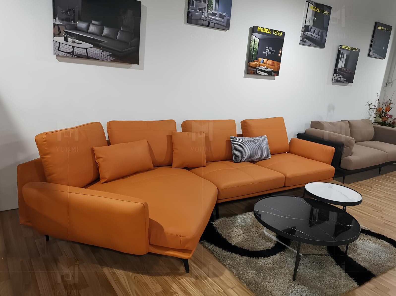 JVmoebel Ecksofa Moderne Orangefarbene L-Form Sofa Couch Wohnlandschaft Ecke, Made in Europa