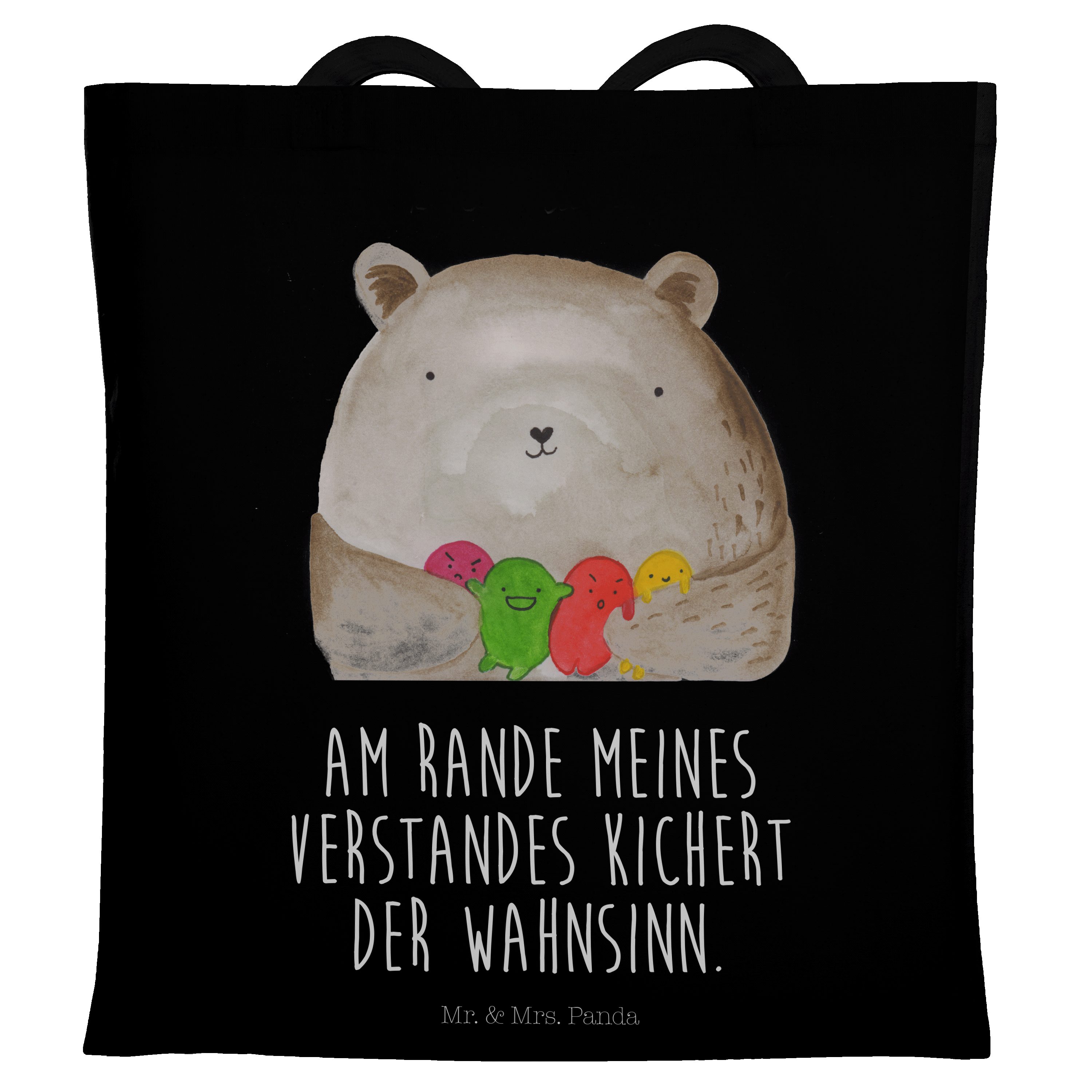 & Mr. (1-tlg) Stoffbeutel, - - Schwarz Beuteltasche, Bär Teddybär, Geschenk, Mrs. Gefühl Tragetasche Panda