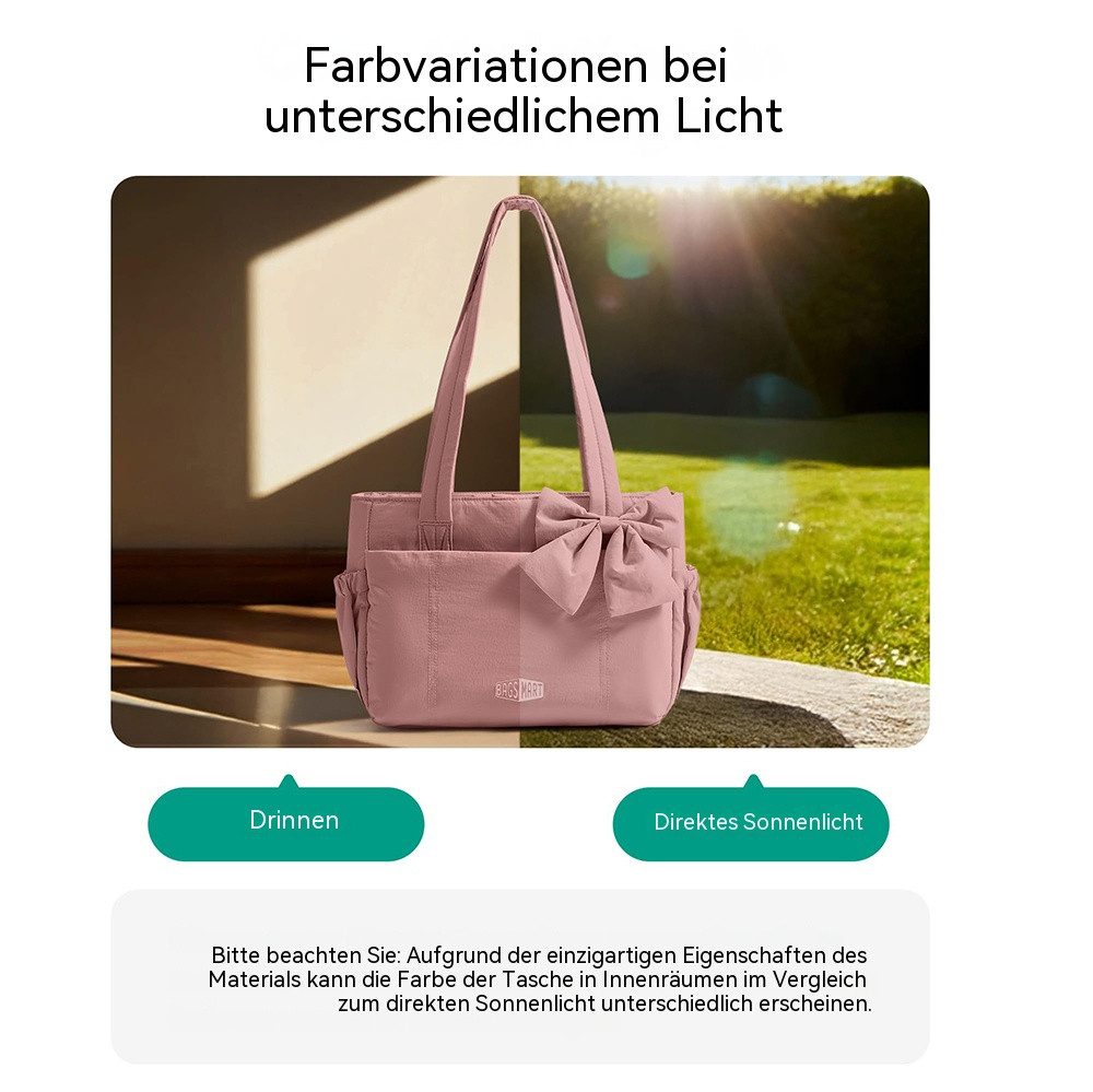 nsihing Umhängetasche Damen Schultertasche mit Schleife,große Tragetasche,30x10x25cm, Mit Laptopfach und Reißverschluss für Schule Arbeit Reisen – Bild 5 von 5