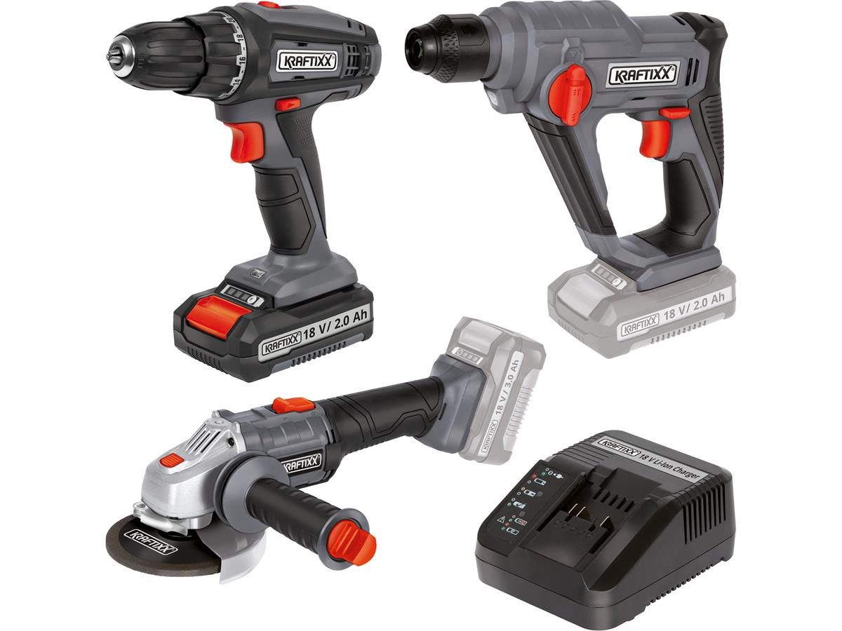 KRAFTIXX® Akku-Schraubendreher KX-AS 18 Li Kit, 8500 U/min, 40 Nm, (Set, 5-tlg), inkl. 2,0 Ah Akku, kompatibel mit Einhell Power X-Change Akkusystem