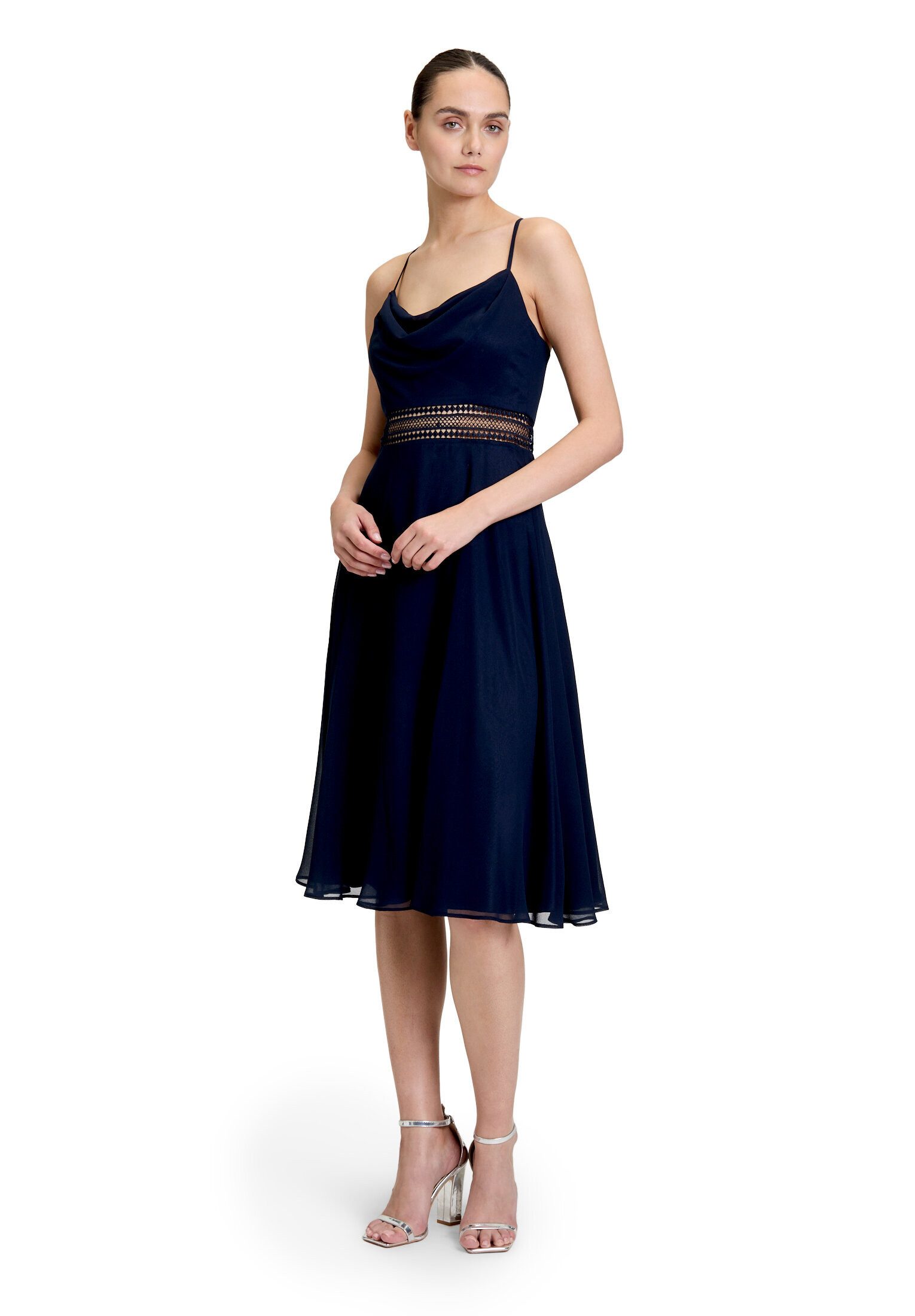 Vera Mont Cocktailkleid Damen mit Wasserfallausschnitt Stickerei