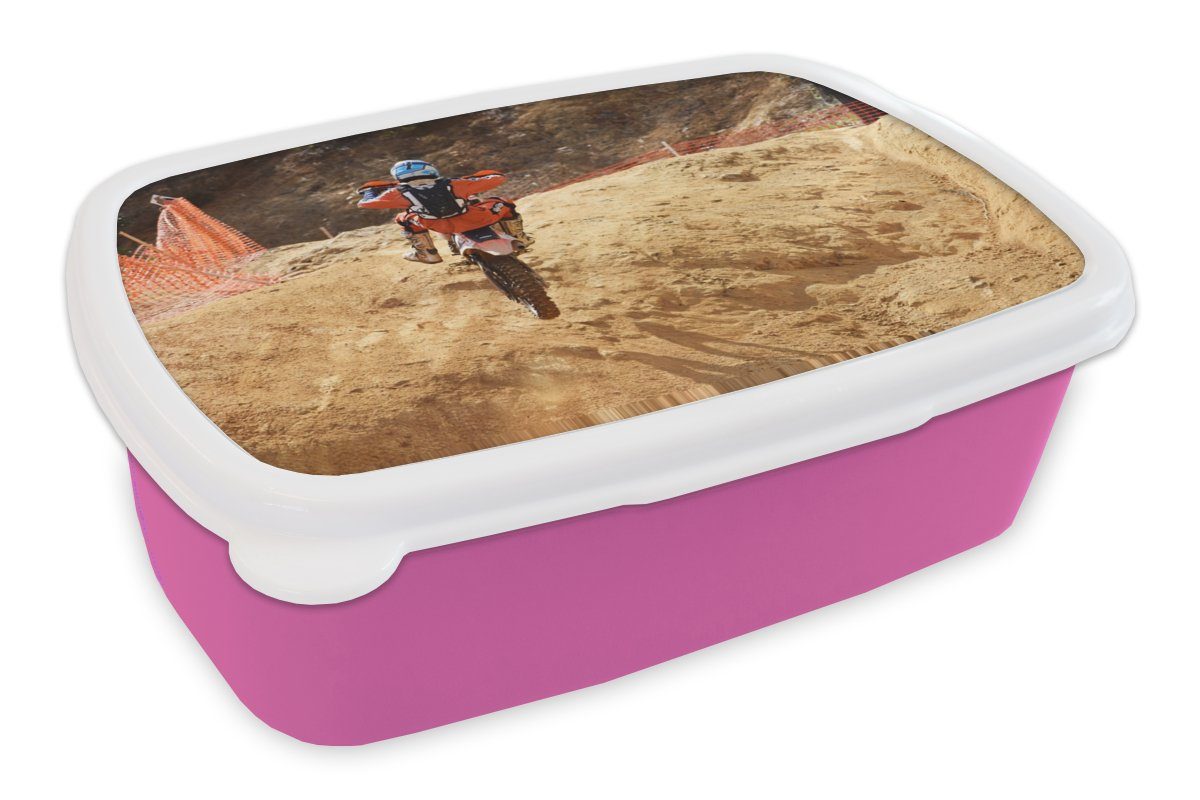 Lunchbox Sand MuchoWow Kinder, - rosa - Erwachsene, Mädchen, Kunststoff Brotdose Amerika für Snackbox, (2-tlg), Kunststoff, Motor, Brotbox