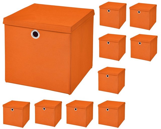 StickandShine Aufbewahrungsbox „10 Stück Faltboxen 28 x 28 x 28 cm faltbar mit Deckel Aufbewahrungsbox in verschiedenen Farben (10er SET 28x28x28) 28cm“