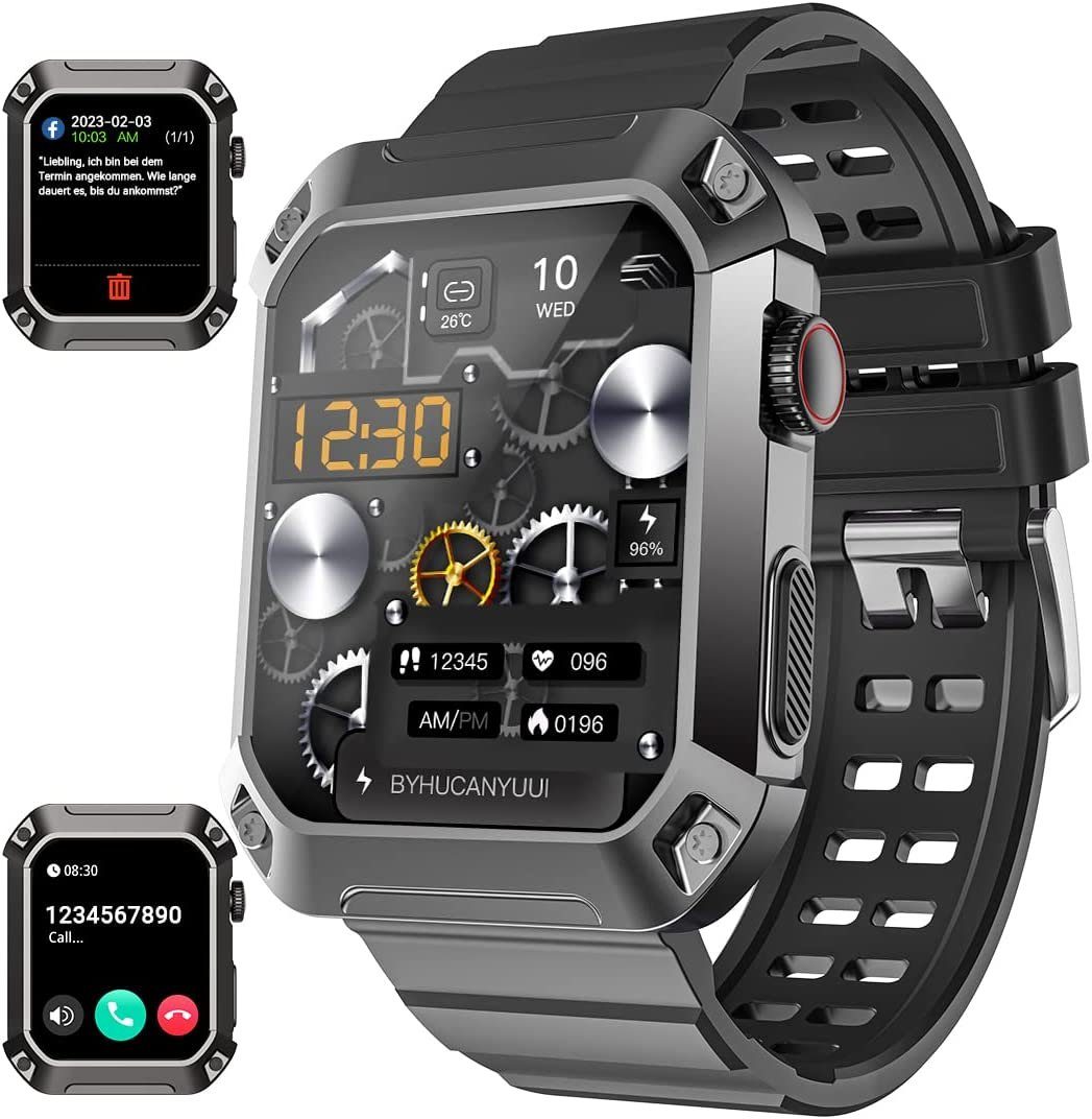 Sross Smartwatch, Fitness Tracker Uhr, Damen Herren Smartwatch (Fitnessuhr mit Telefonfunktion 1,83