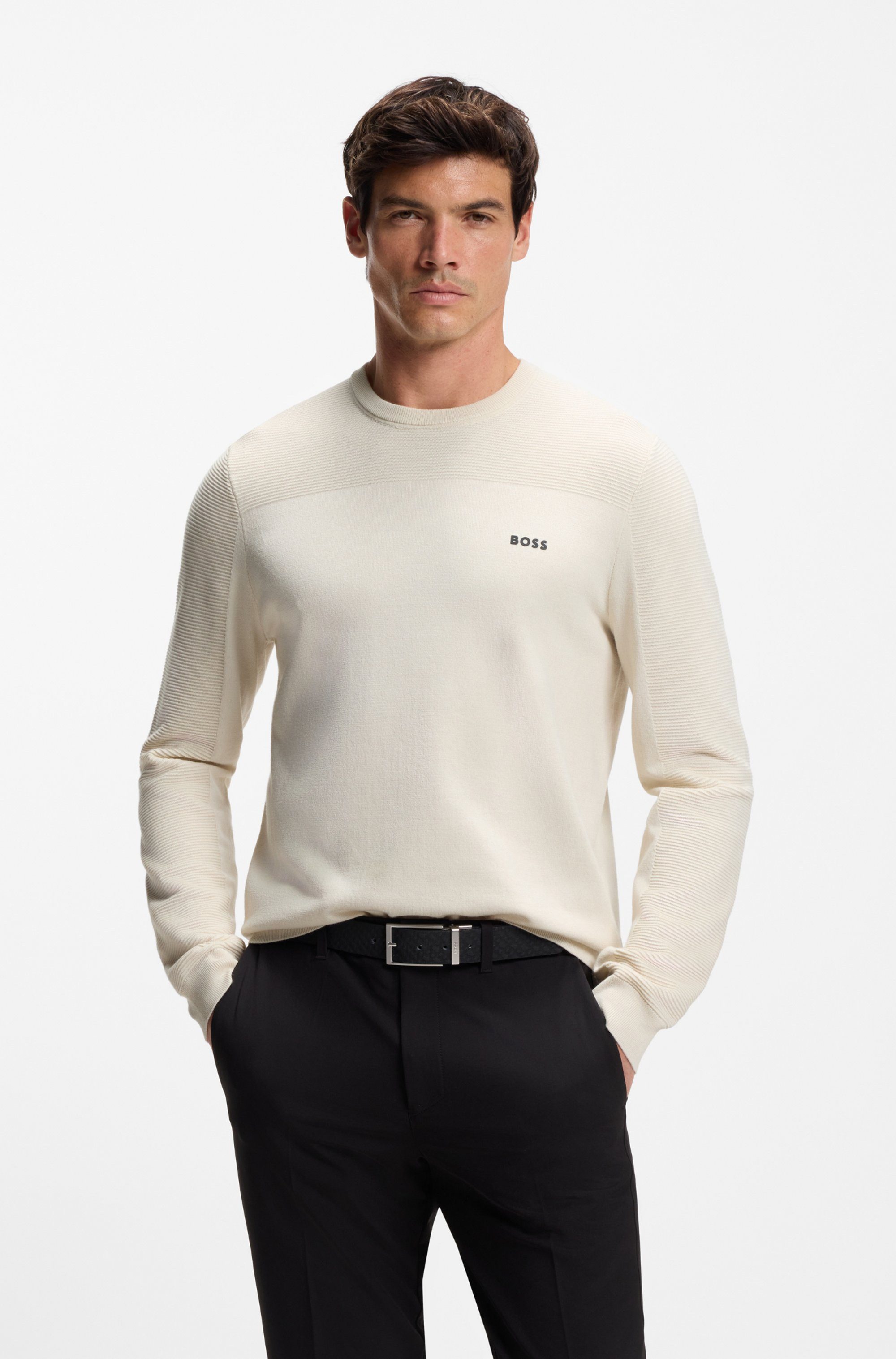 BOSS GREEN Strickpullover KN Momentum-X CN Rundhalsausschnitt, Regular Fit, günstig online kaufen