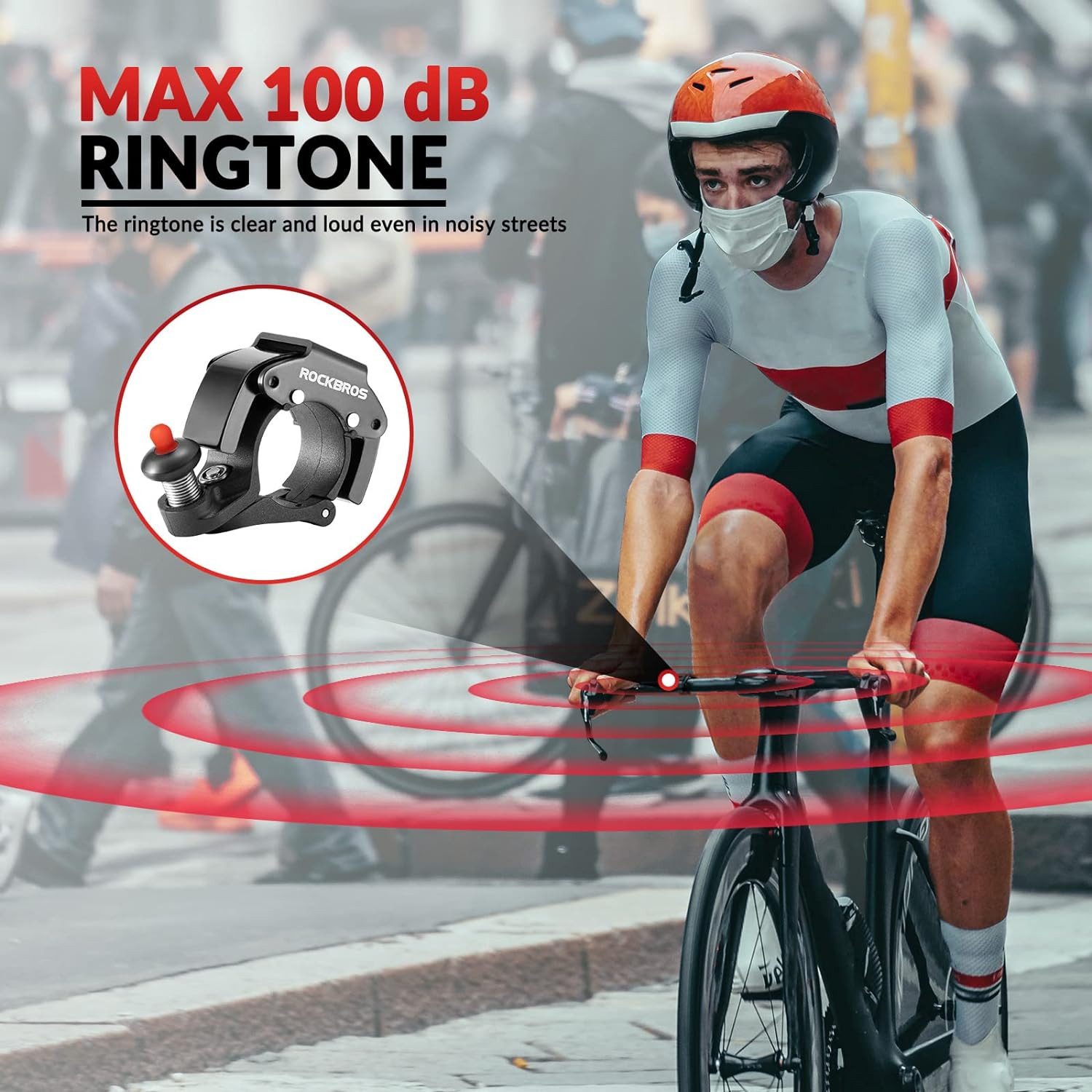 ROCKBROS Fahrradklingel Mini Fahrrad Klingel Lenkerklingel, (Fahrradglocke 100dB Laut, Innovativ Aluminiumlegierung Glocke) für Fahrrad Mountainbike Rennrad mit 22,2mm Lenker