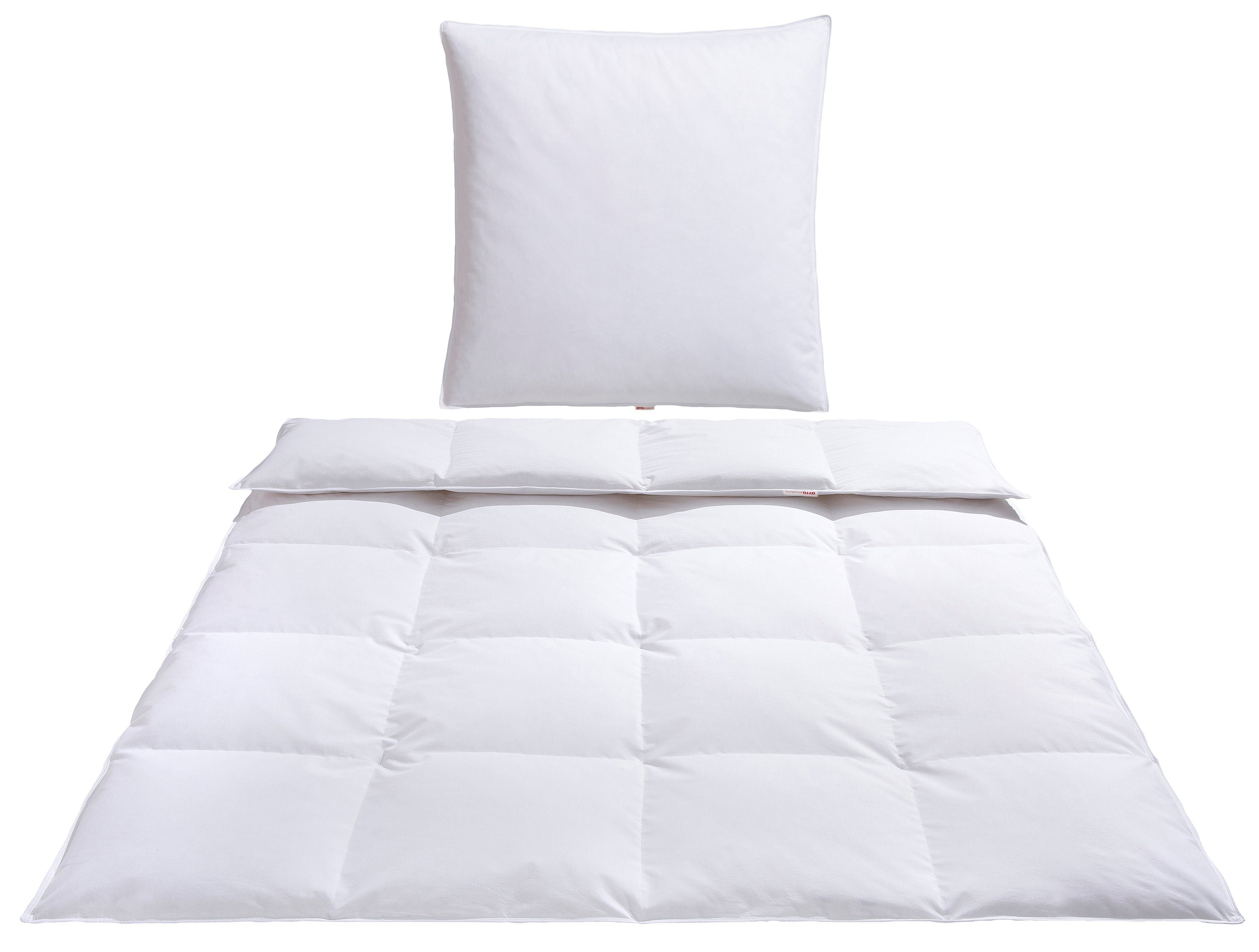 OTTO products Daunenbettdecke + Federkissen Jannika, Füllung: 80% Daunen, 20% Entenfeder, Bezug: 100% Baumwolle, plastikfreie Verpackung!
