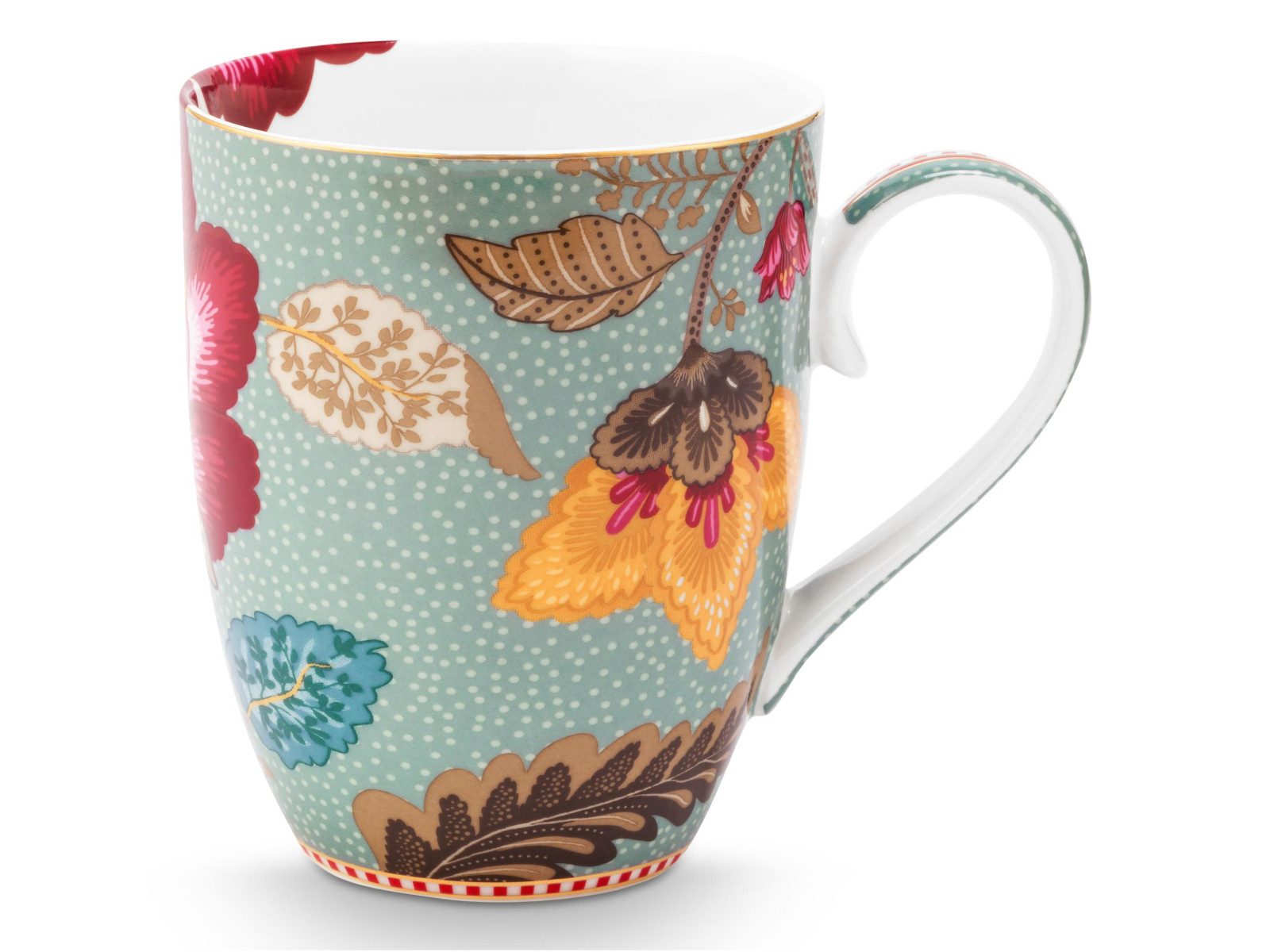 PiP Studio Becher Blooming Tales Fantasy Blue Henkelbecher Large 0,365l, Porzellan