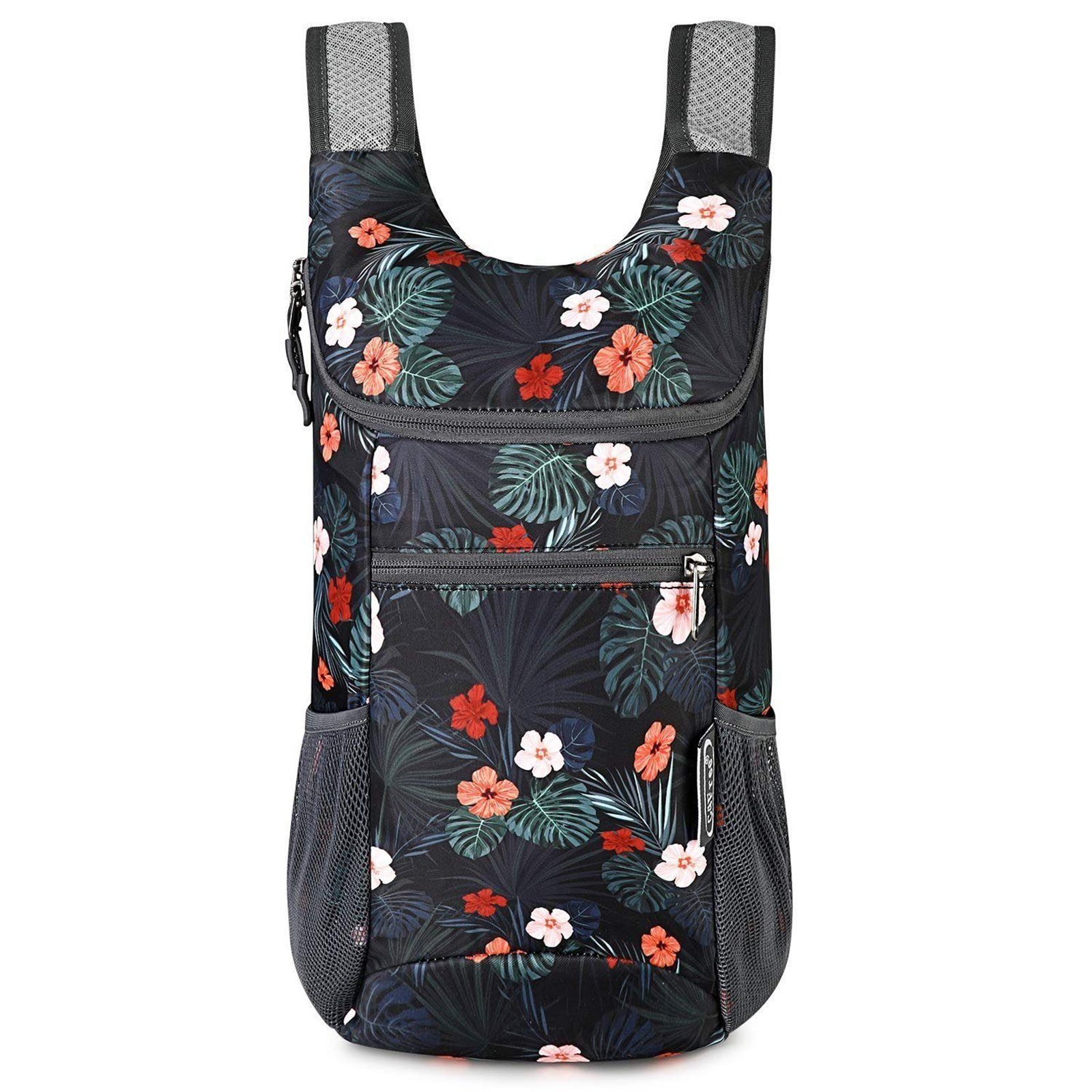 G4Free Wanderrucksack, Kleiner Rucksack 11 L, Wanderrucksack Backpack Blume Schwarz