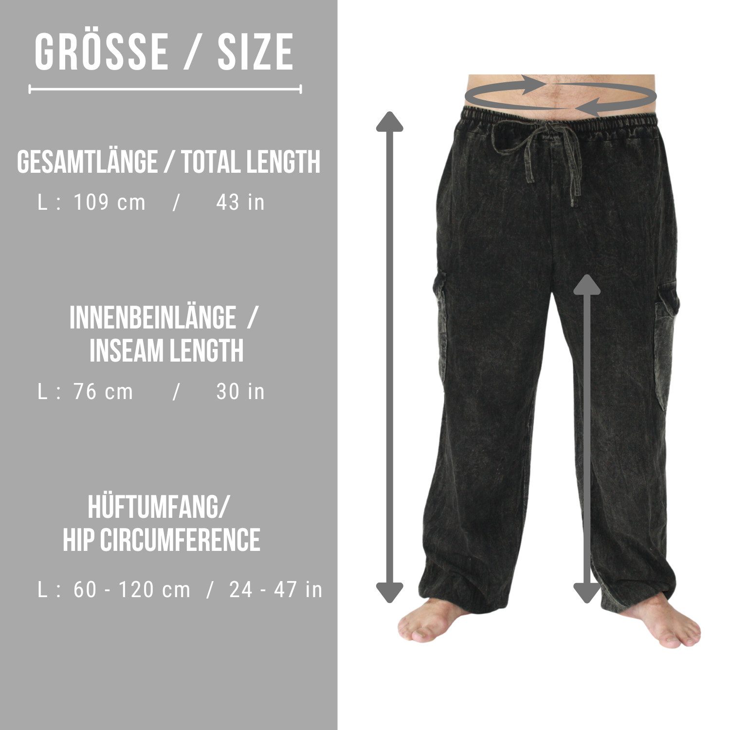 PANASIAM Cargohose weit geschnittene Cargohose aus 100% Baumwolle Baggy Hose Outdoorhose lässige Jogginghose lockere Relaxhose Freizeithose lange Loungehose