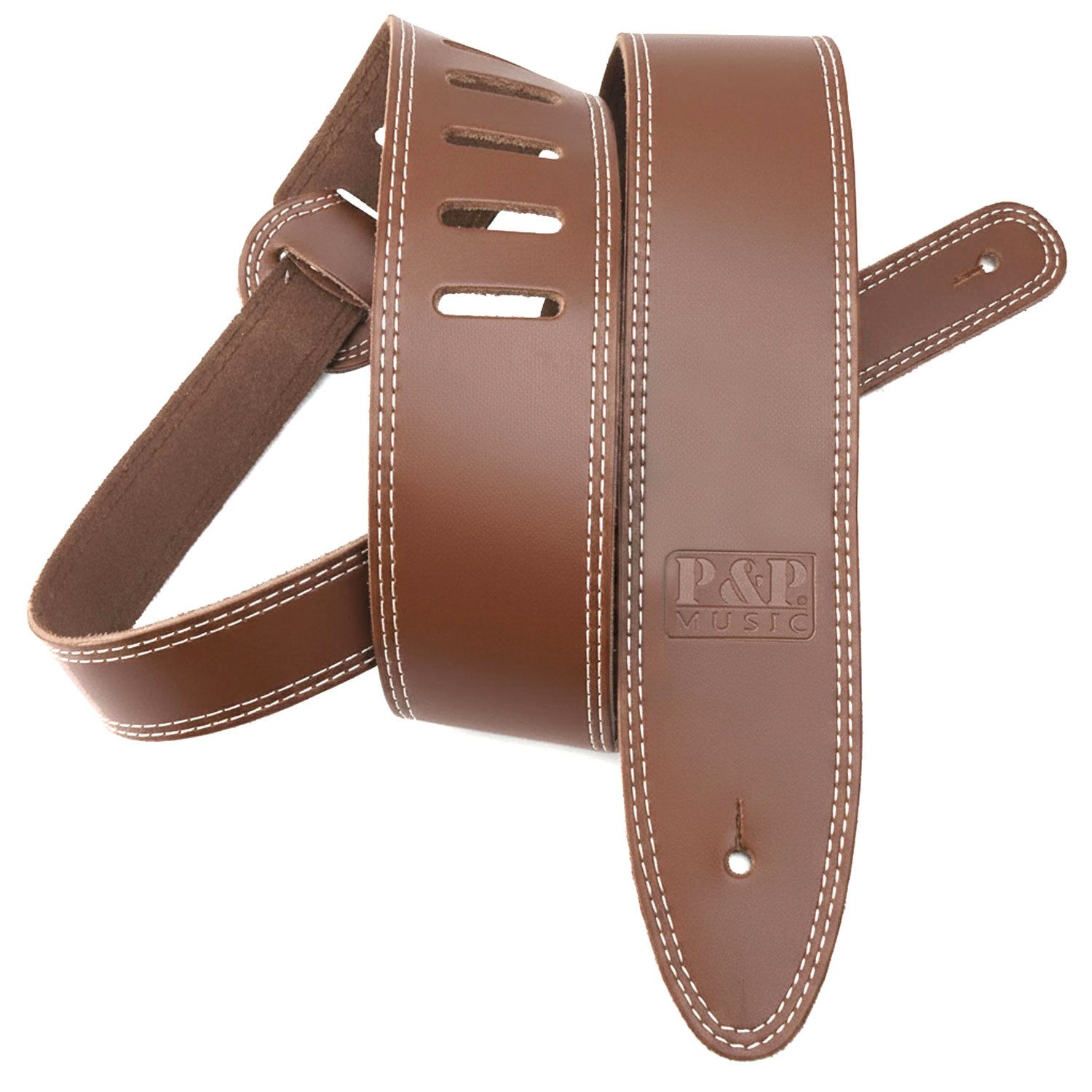 keepdrum Gitarrengurt keepdrum Gitarrengurt aus Echt-Leder Braun mit Doppelnaht, Gitarrengurt aus echtem Rindsleder