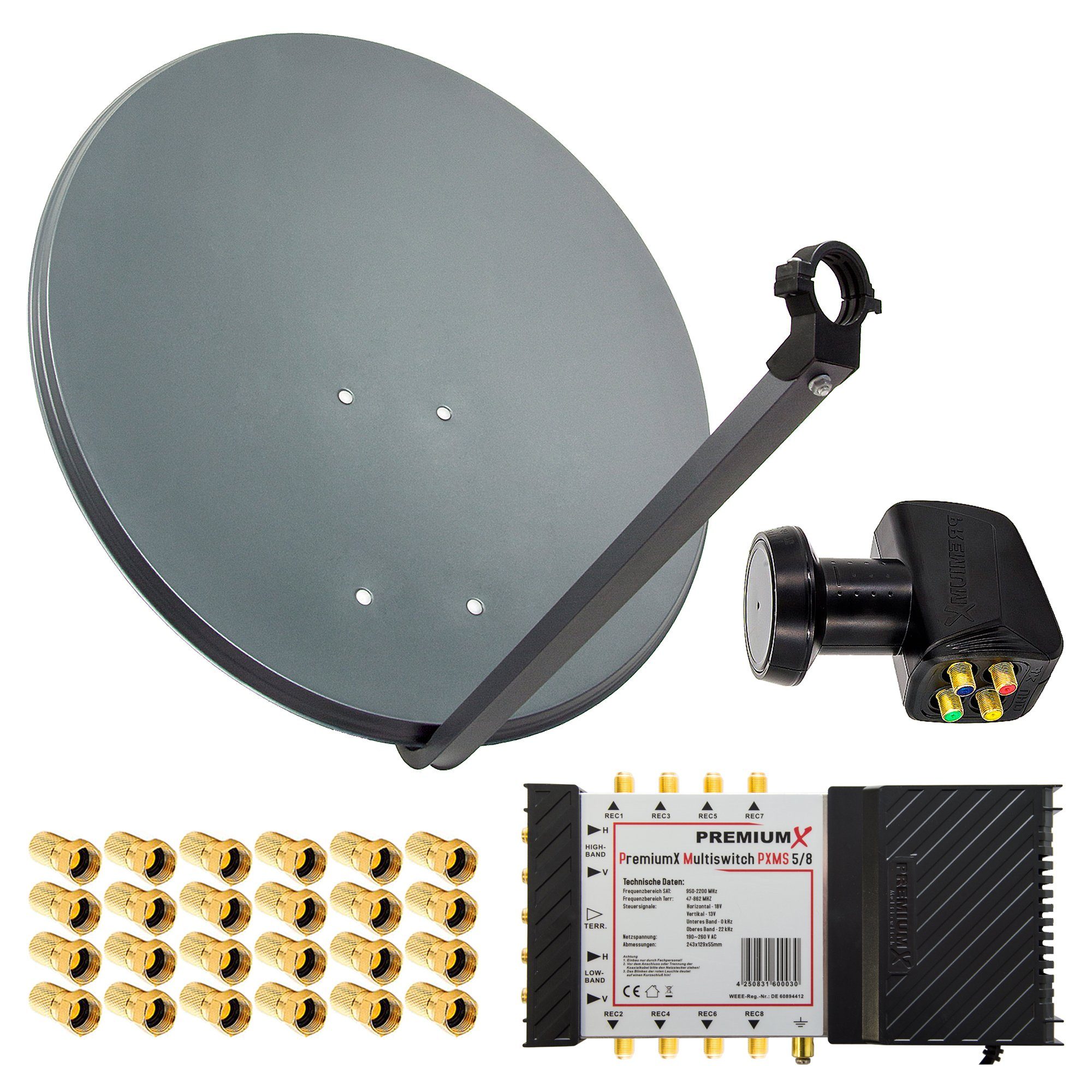 SAT Anlage 80cm Antenne Multischalter 5/8 LNB F-Stecker SAT-Antenne