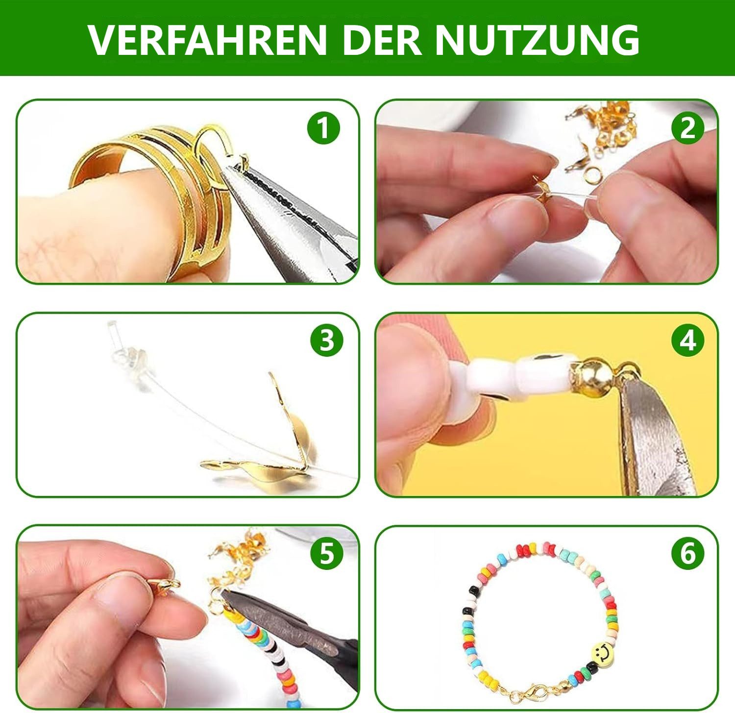 BlingBin Bastelperlen Kettenverschluss, 464 Stück Verschlüsse für Armbänder Set, (1 Set 464-tlg), Glänzend, nicht leicht zu verblassen, wasserdicht