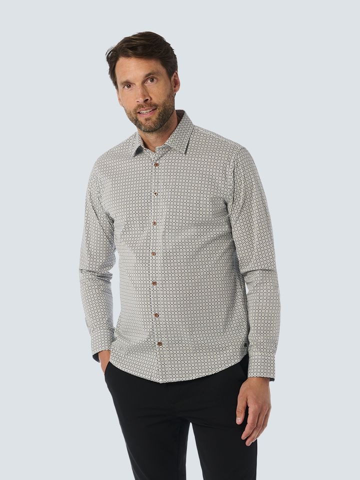 NO EXCESS Langarmhemd mit Minimalprint - All-Over-Print Hemd günstig online kaufen