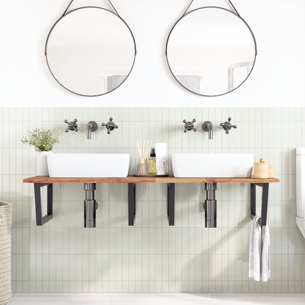 vidaXL Badezimmerspiegelschrank Waschbeckenregal Wandmontage Stahl und nholz (1-St)